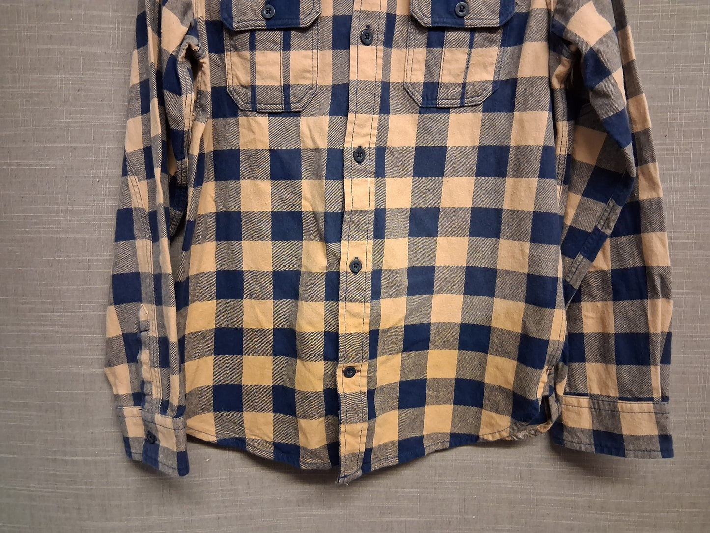 FatFace Boys Checked Shirt Long Sleeve Blue Beige Age 10/11 Years