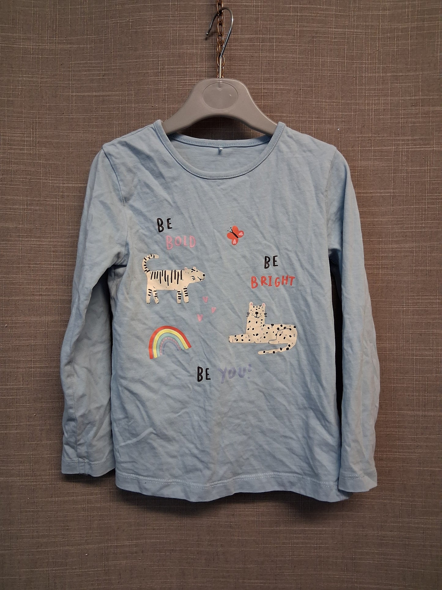 George Girls Long Sleeve Blue Jersey T-Shirt Age 5-6 Years