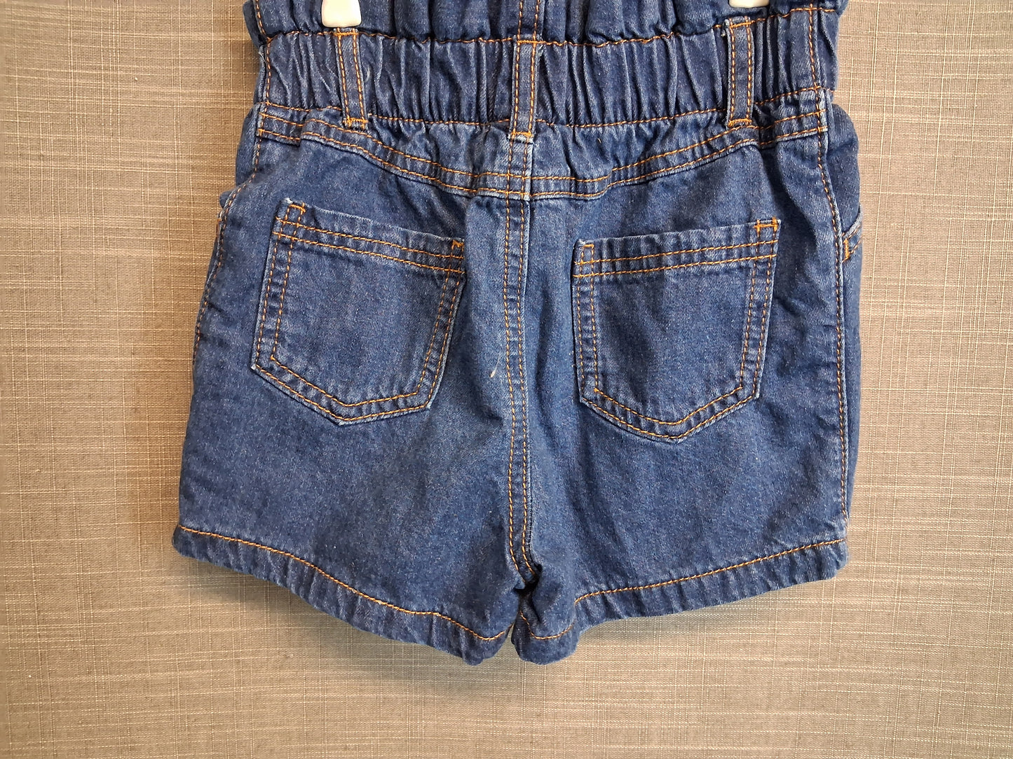 TU Girls Blue Denim Paperbag Shorts Rainbows Age 18-24 Months