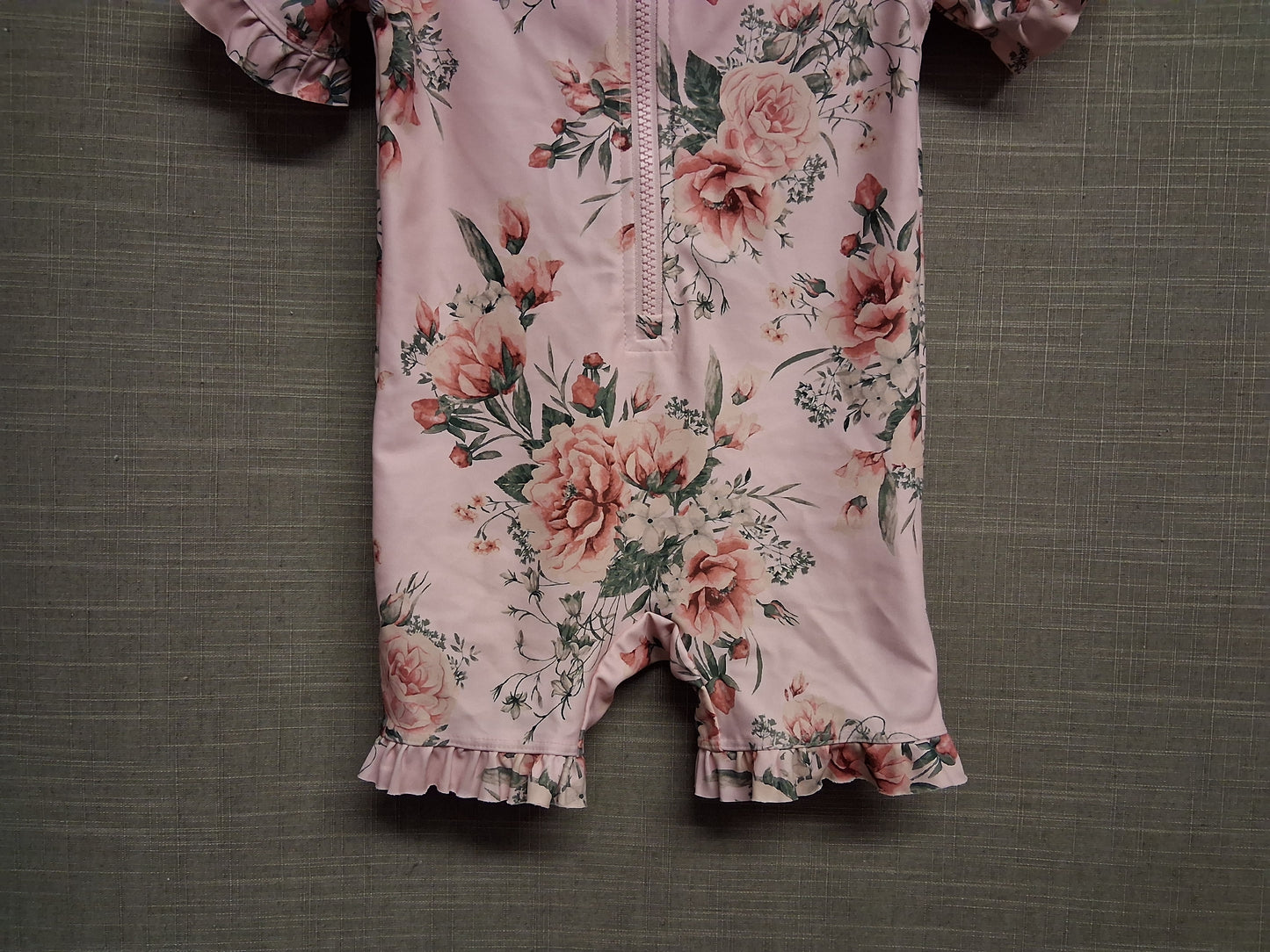Next Girls Pink Floral UV Swimsuit All in One Age 12-18 Months