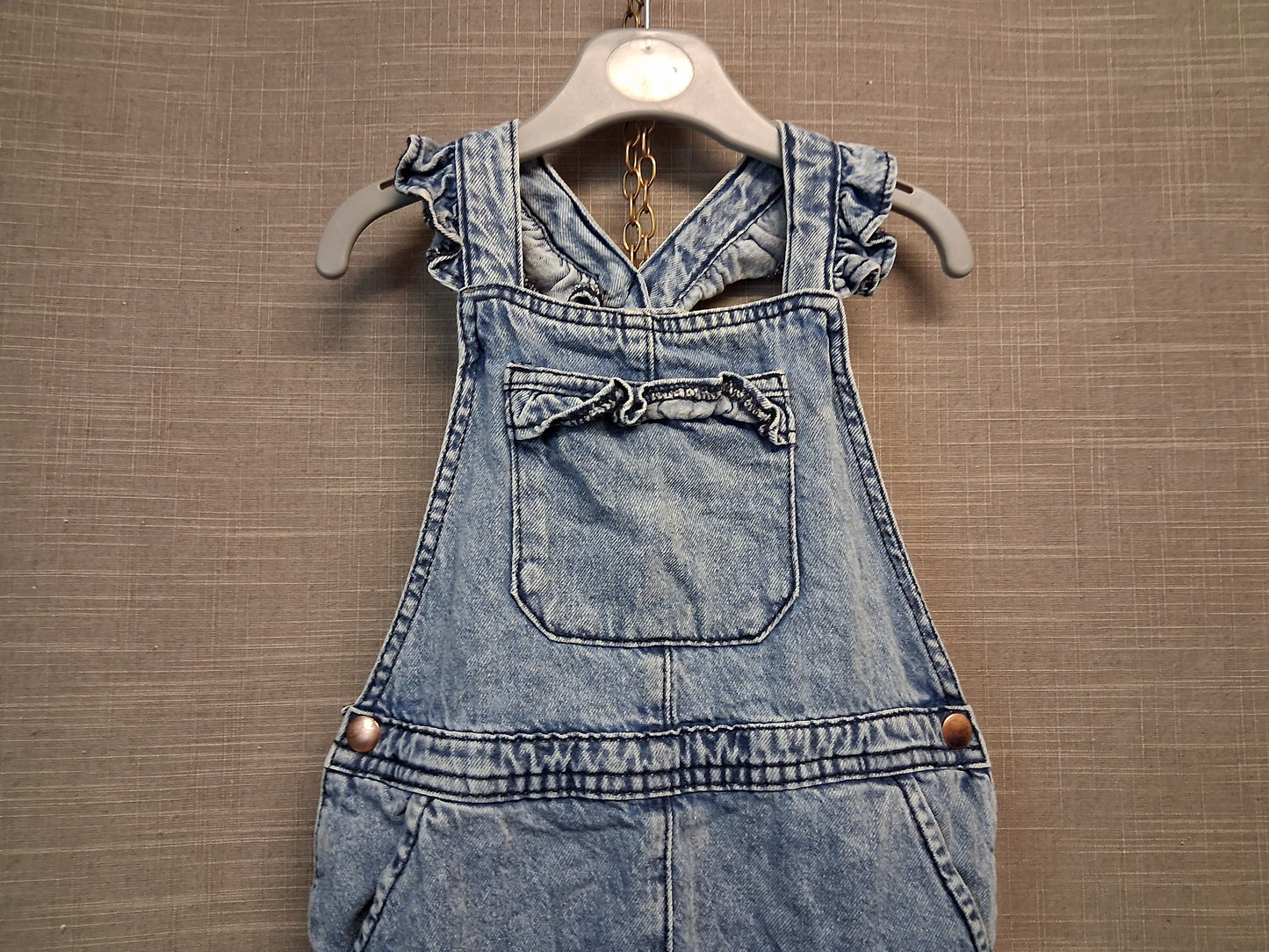 Girls Denim Blue Pinafore Dress Pocket on Front Age 5-6 Years