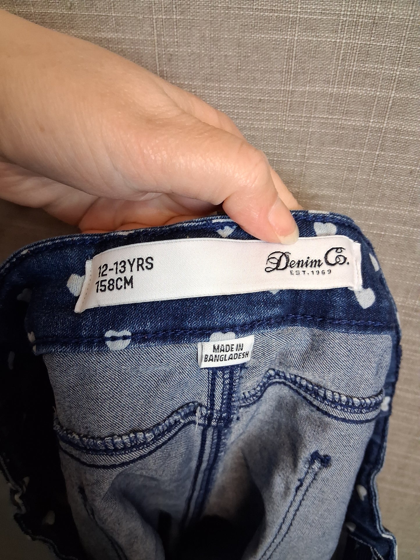 Primark Girls Blue Spotty Denim Shorts Age 12-13 Years