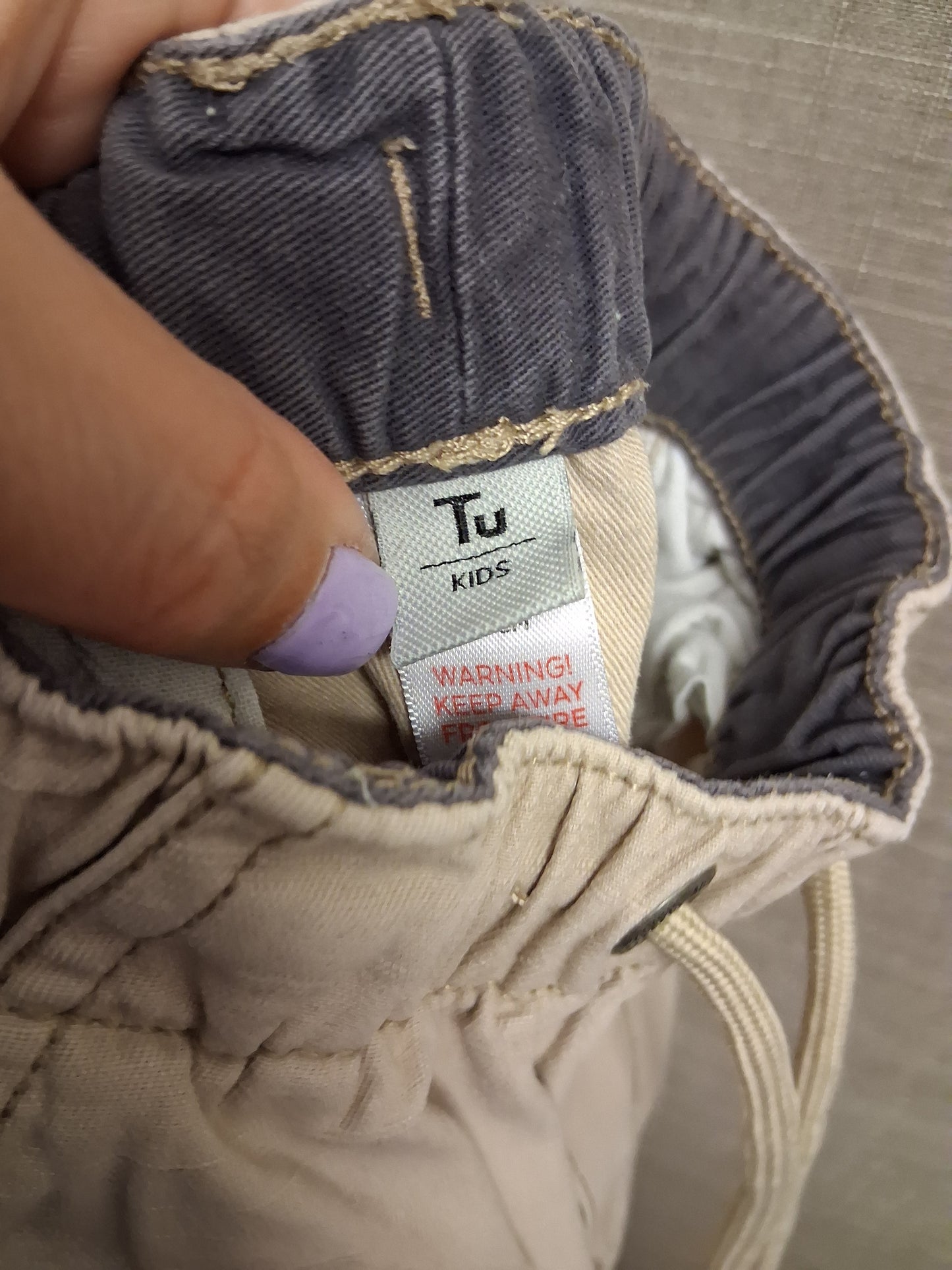 TU Boys Beige Cargo Trousers 100% Cotton Age 3 Years