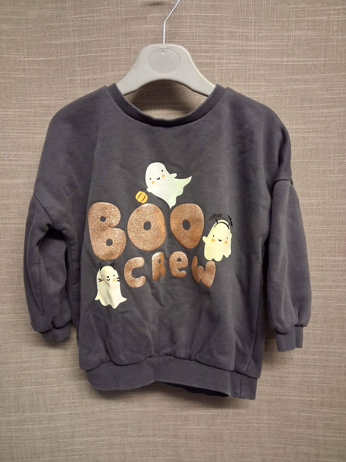 George Girls Halloween 'Boo Crew' Grey Long Sleeve Sweater Age 2-3 Yearsv