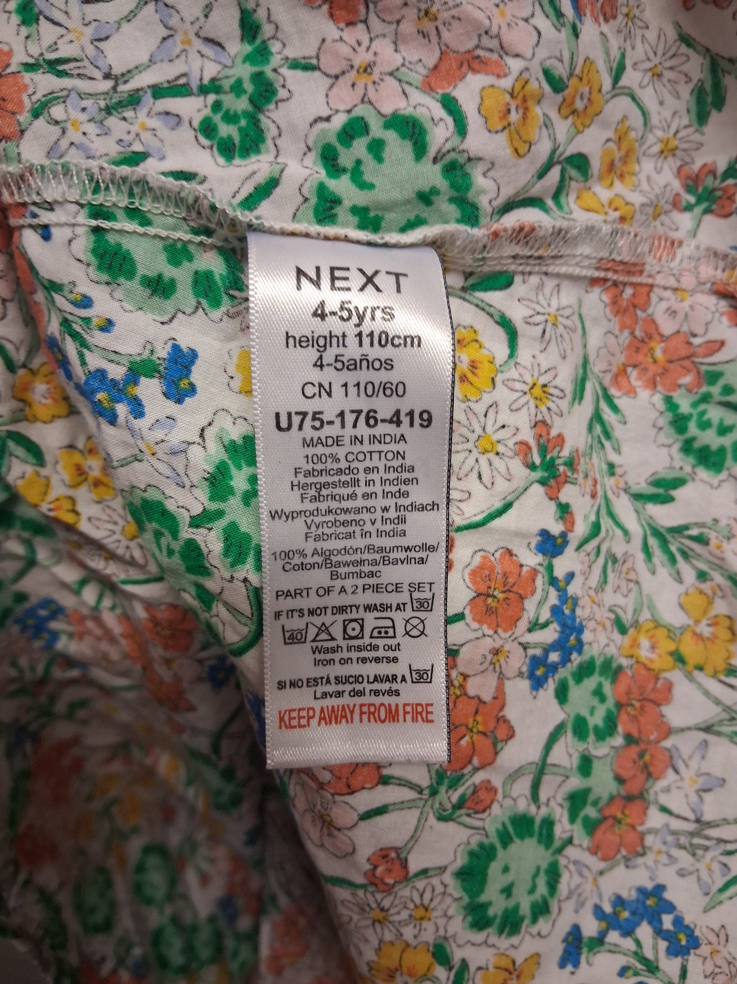 Next Girls Floral Sleeveless A Line Dress Age 4-5 Years