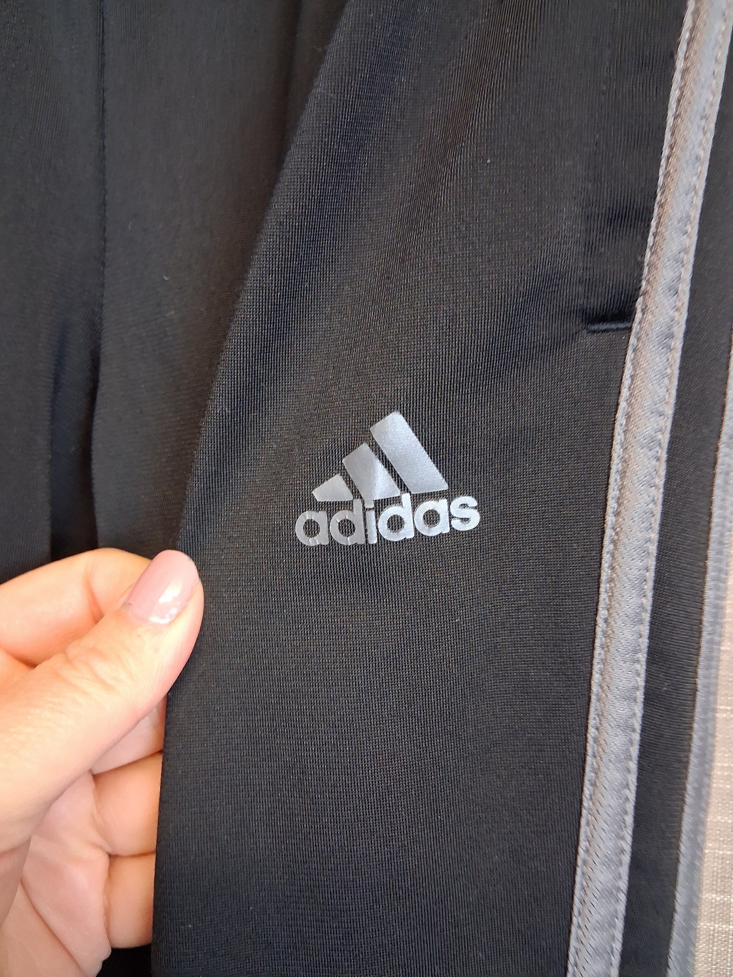 Adidas Black Joggers Size 11-12 Years Silver 3 Stripe