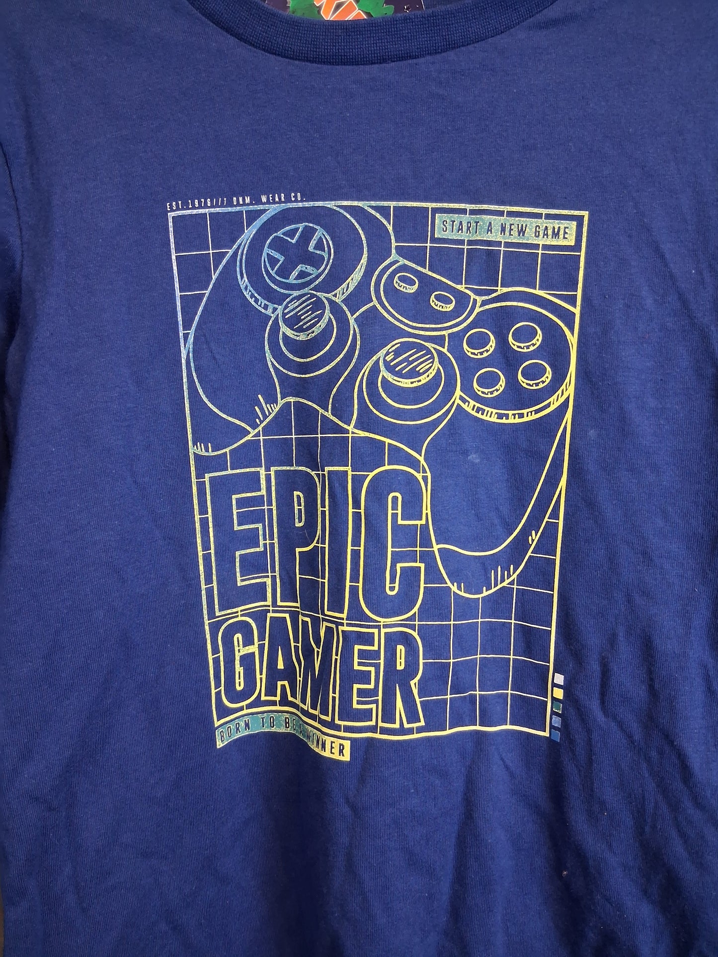 Kids Fun! Boys Blue Long Sleeve T-Shirt Gamer Age 9-10 Years New