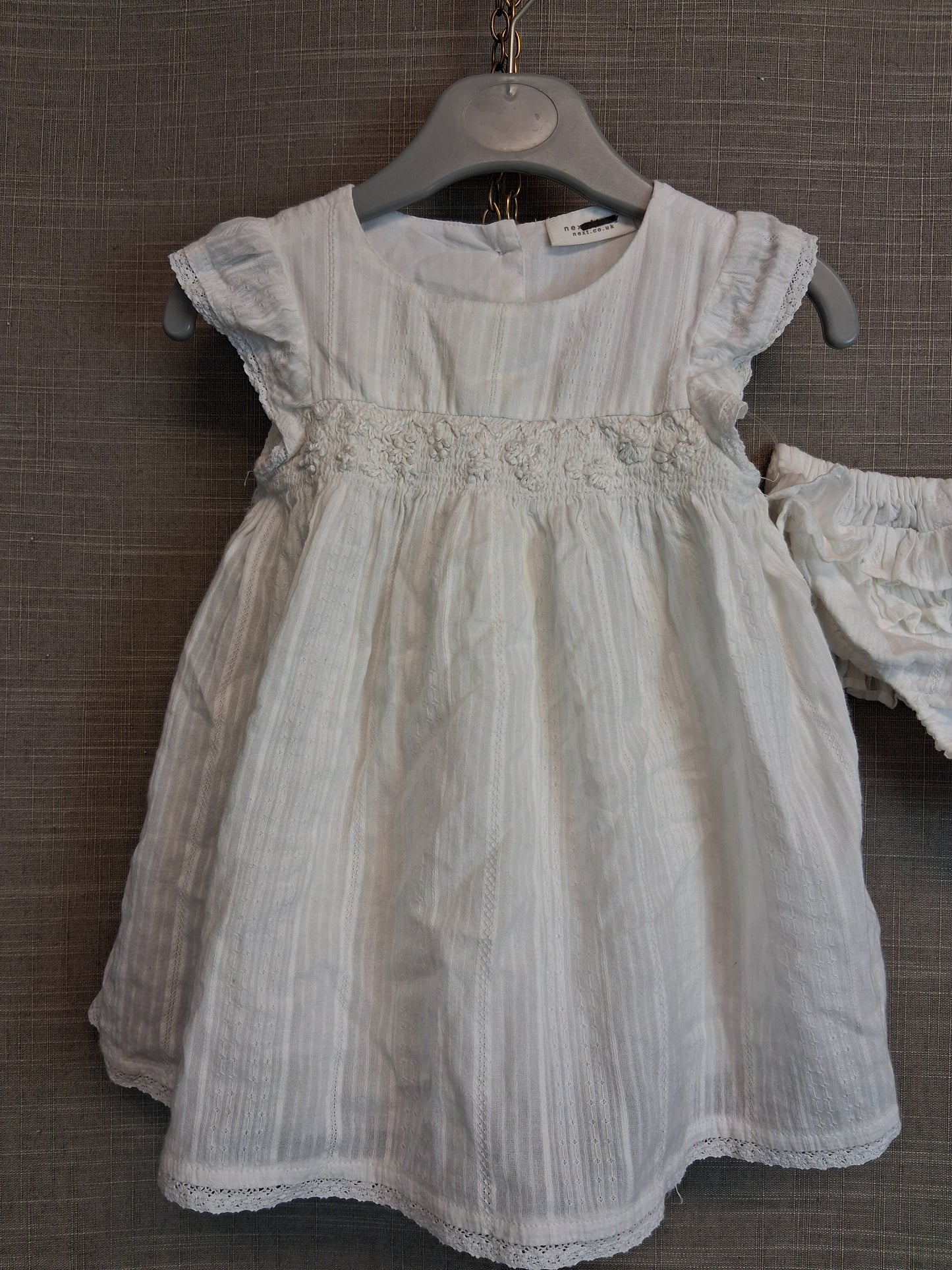 Next Girls White Sleeveless Dress With Matching Pants Age 3-6 Months