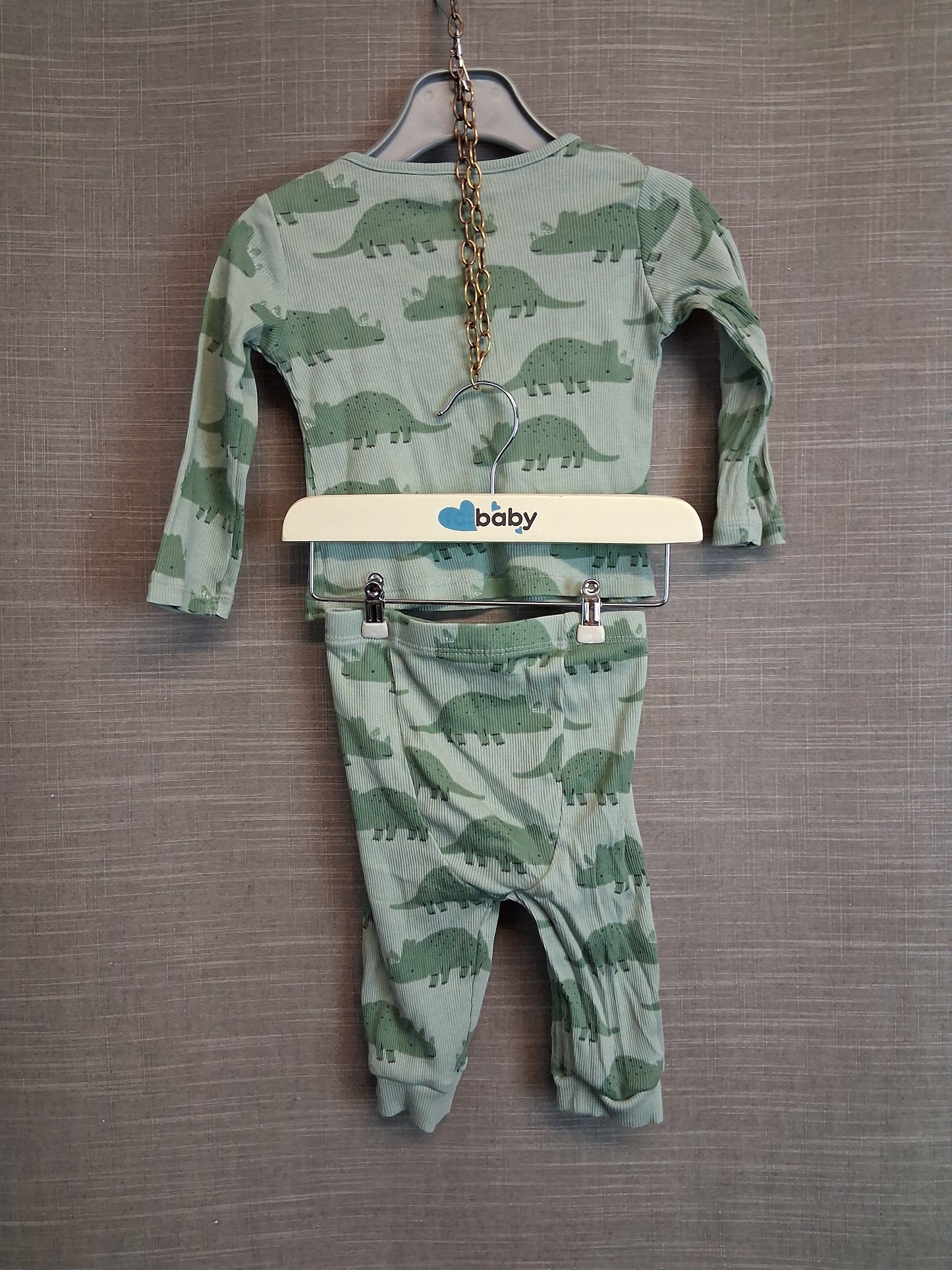 TU Boys Dinosaur Green Pyjamas 2 Piece Set Age 3-6 Months