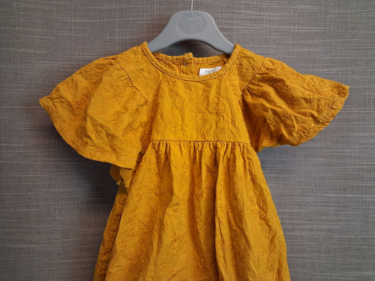 Next Girls Mustard Yellow Floral A Line Dress Age 12-18 Months