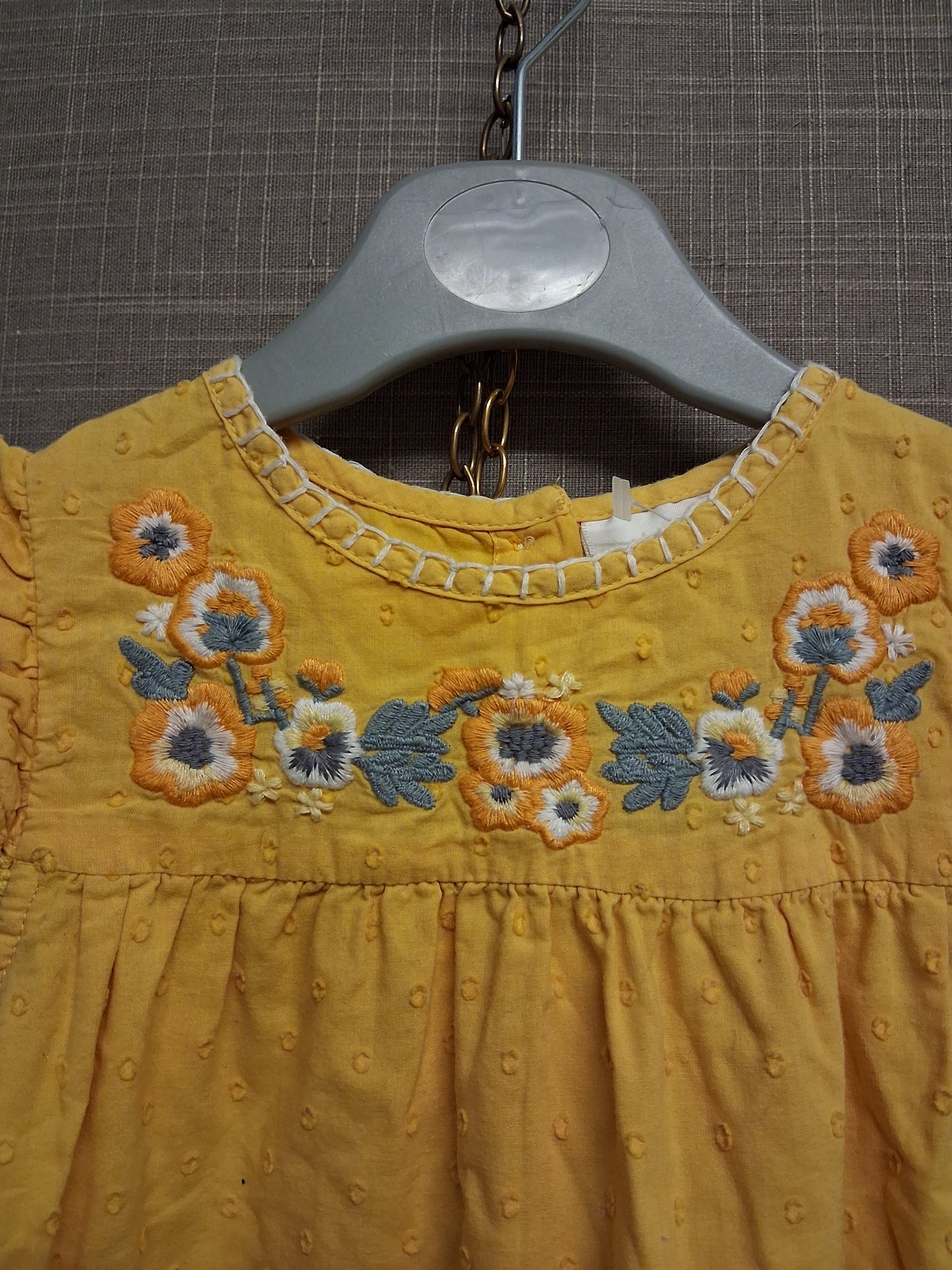 Next Girls Yellow Embroidered Floral Romper Age 9-12 Months