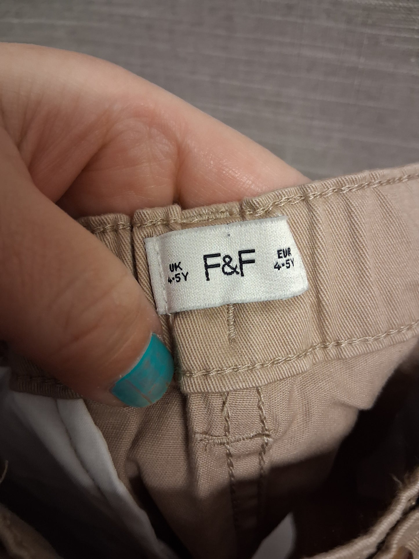F&F Boys Beige Chino Shorts Age 4-5 Years New