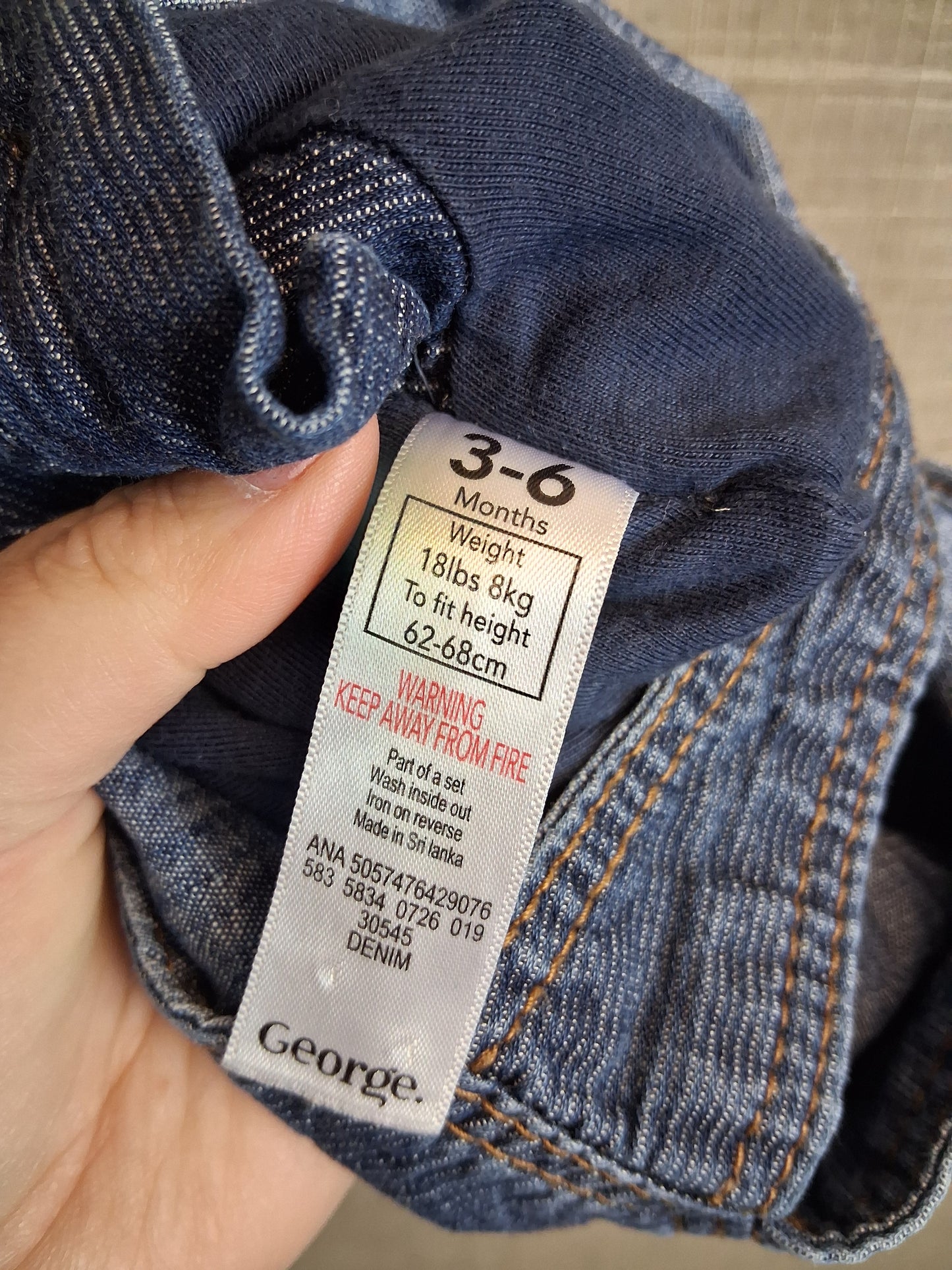 George Boys Blue Denim Dungarees Romper Age 3-6 Years