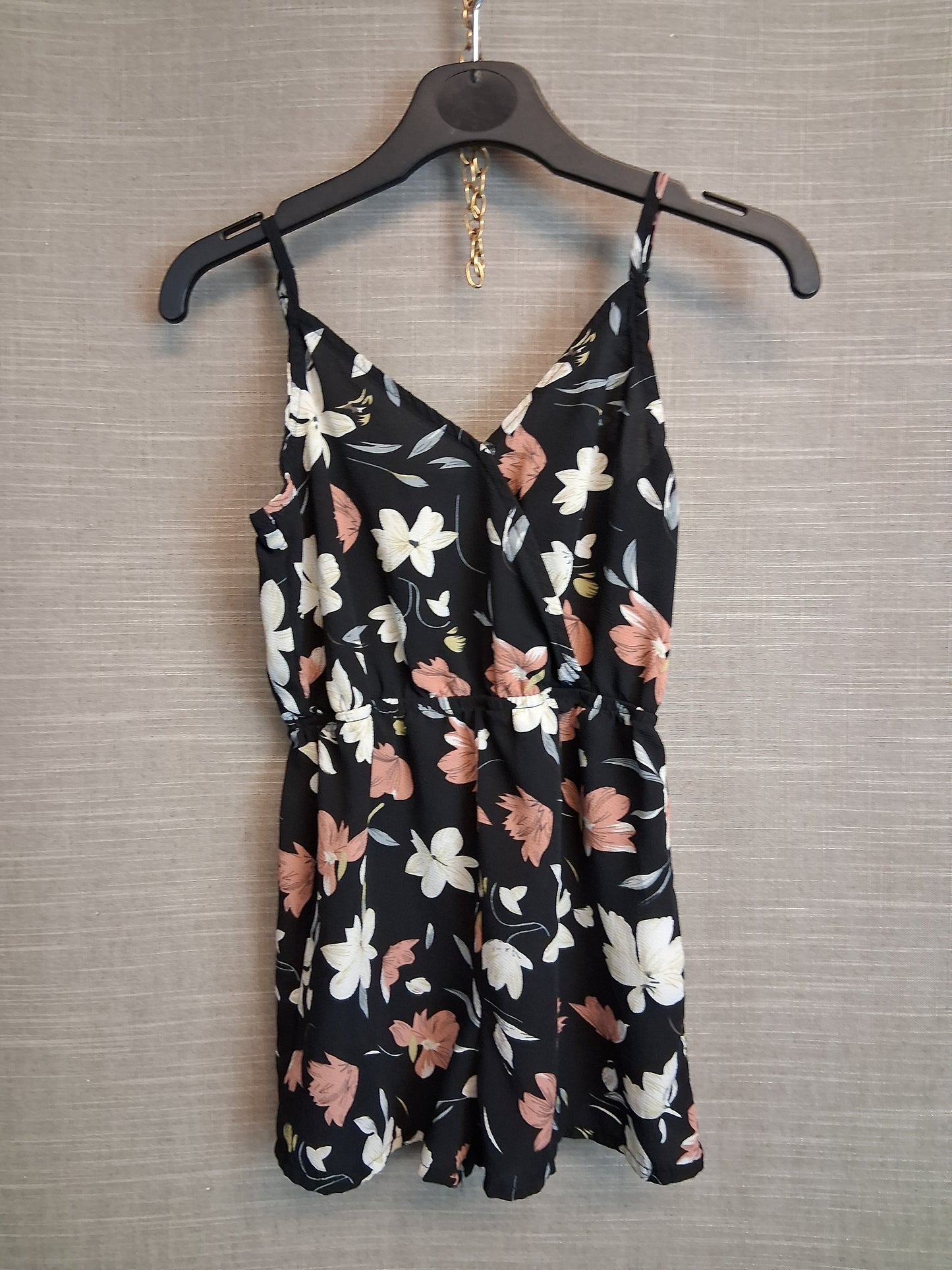 Shein Girls Black Floral Playsuit Age 8-9 Years