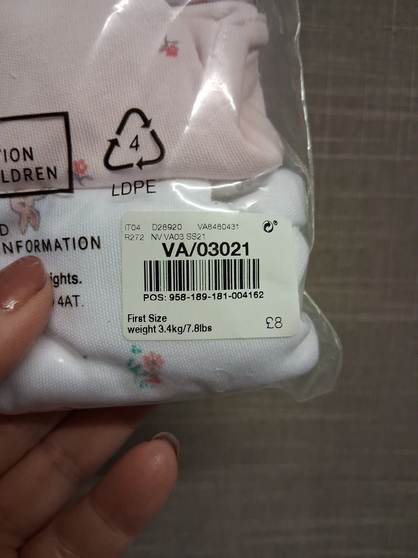 Next Baby 4 Pack Bodysuits Vests Age First Size 100% Cotton