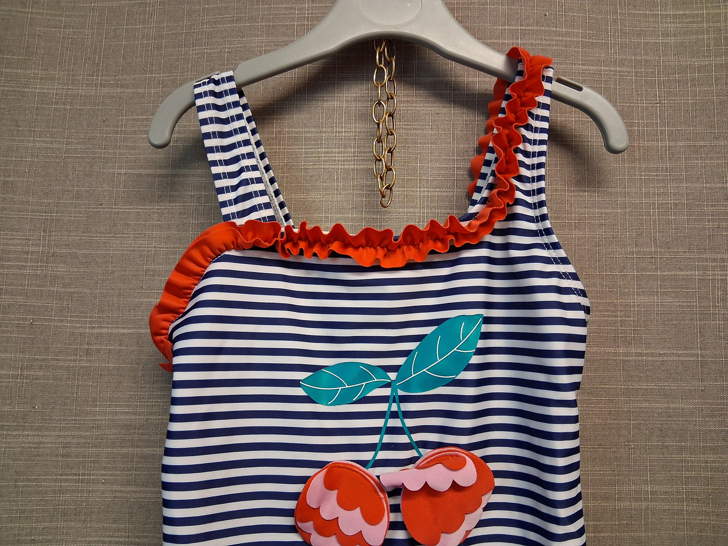 Primark Girls Blue White Stripe Swimsuit One Piece Age 6-7 Years