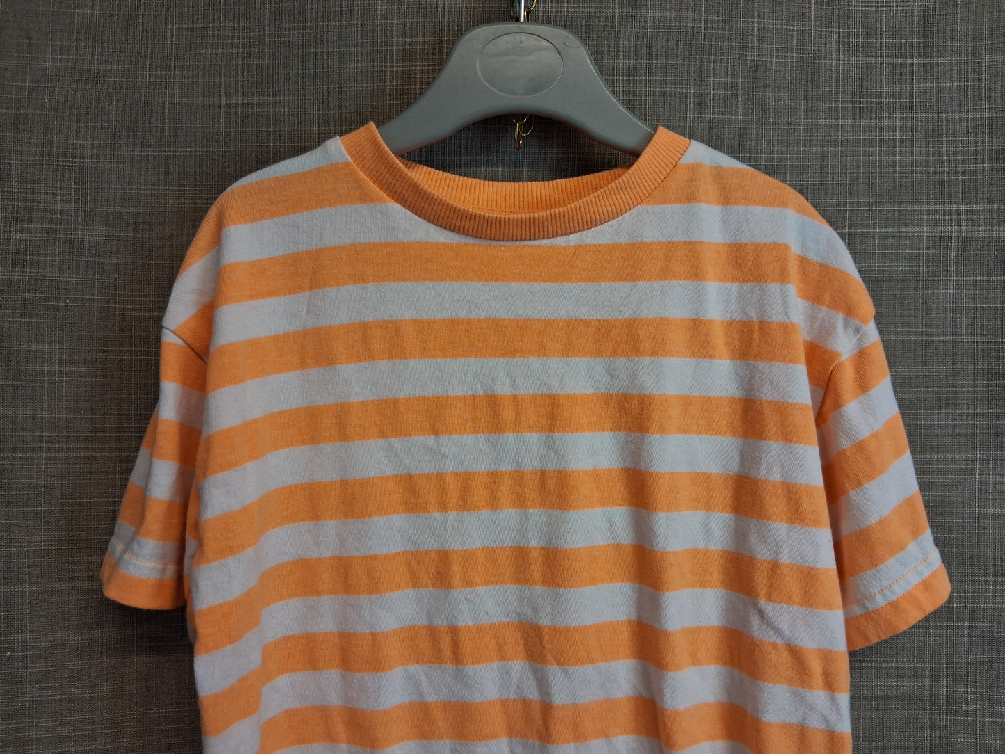 F&F Boys Orange White Striped T-Shirt Short Sleeve Age 4-5 Years