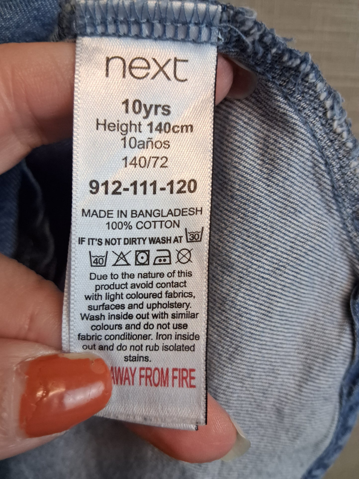 Next Girls Denim Jersey Mix Dress Short Sleeve Age 10 Years