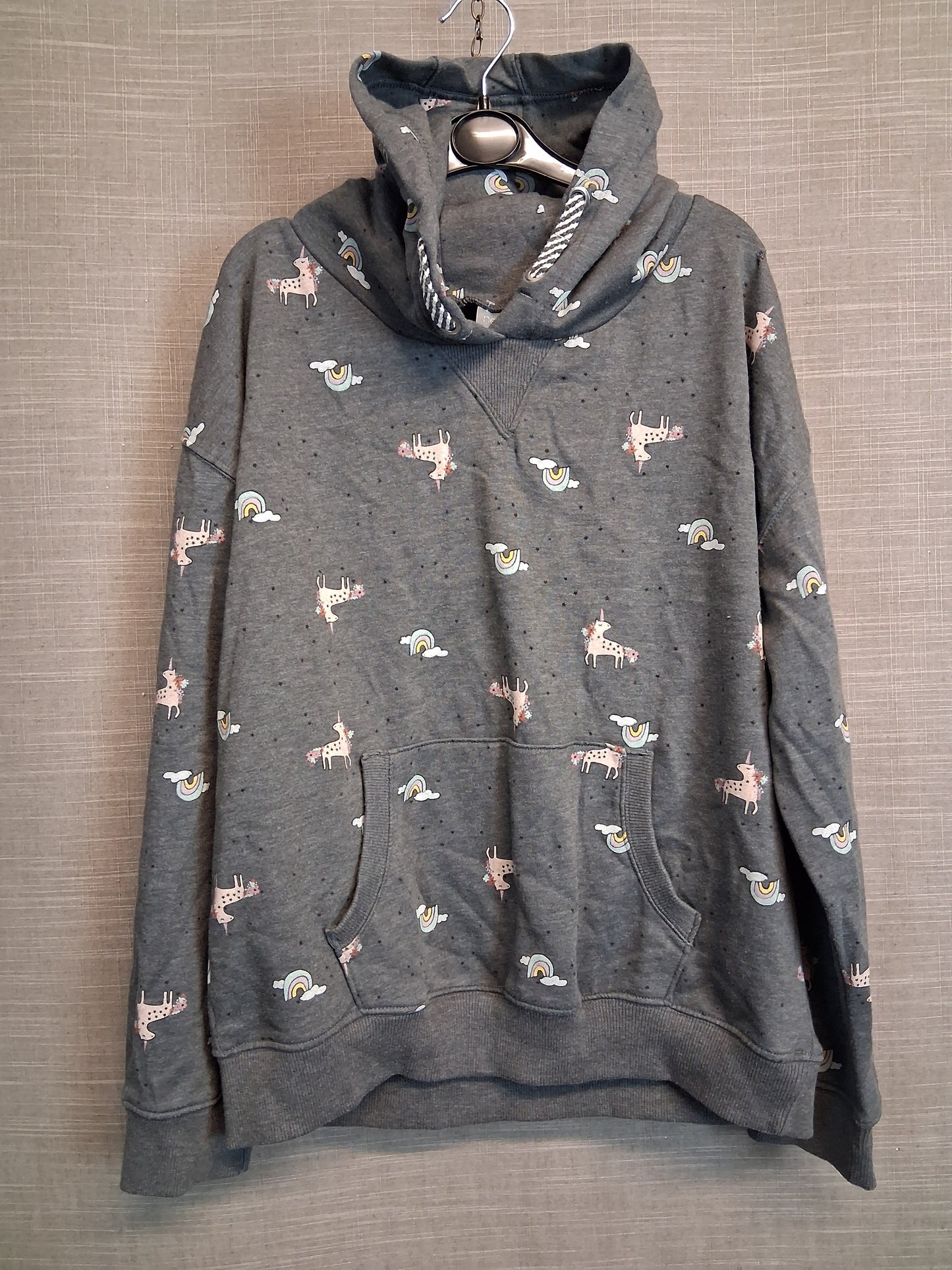 Next Girls Grey Unicorn Hoodie Pullover Jumper Age 16 Years