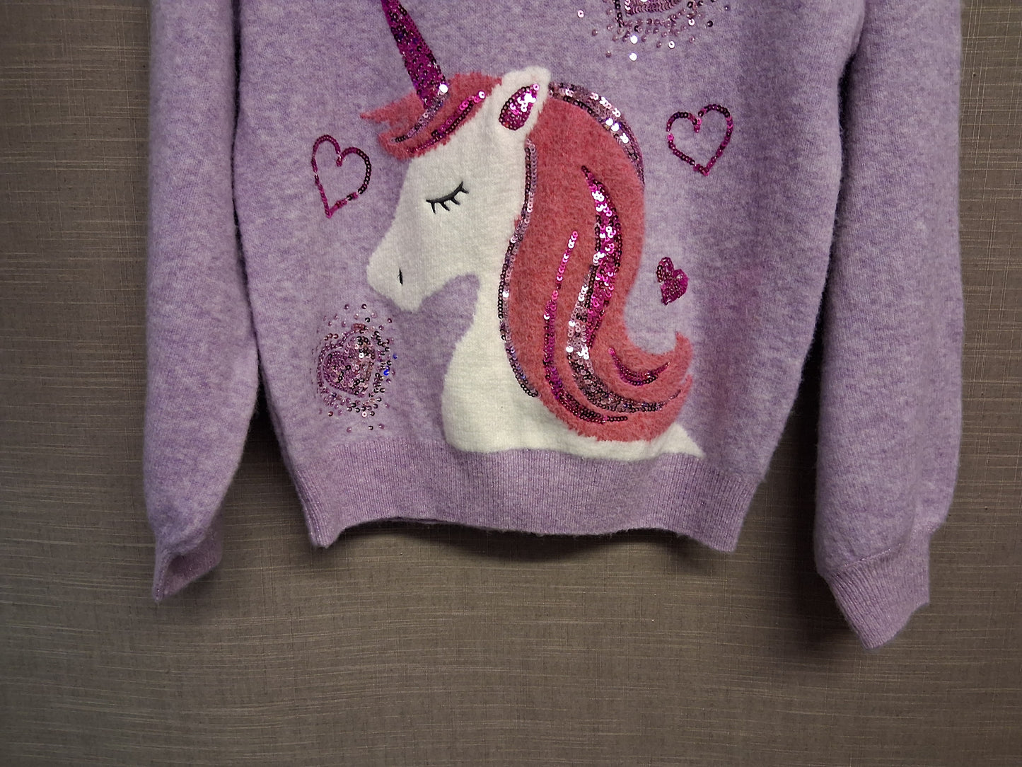 George Girls Lilac Sequin Unicorn Knitted Sweater Age 13-14 Years New