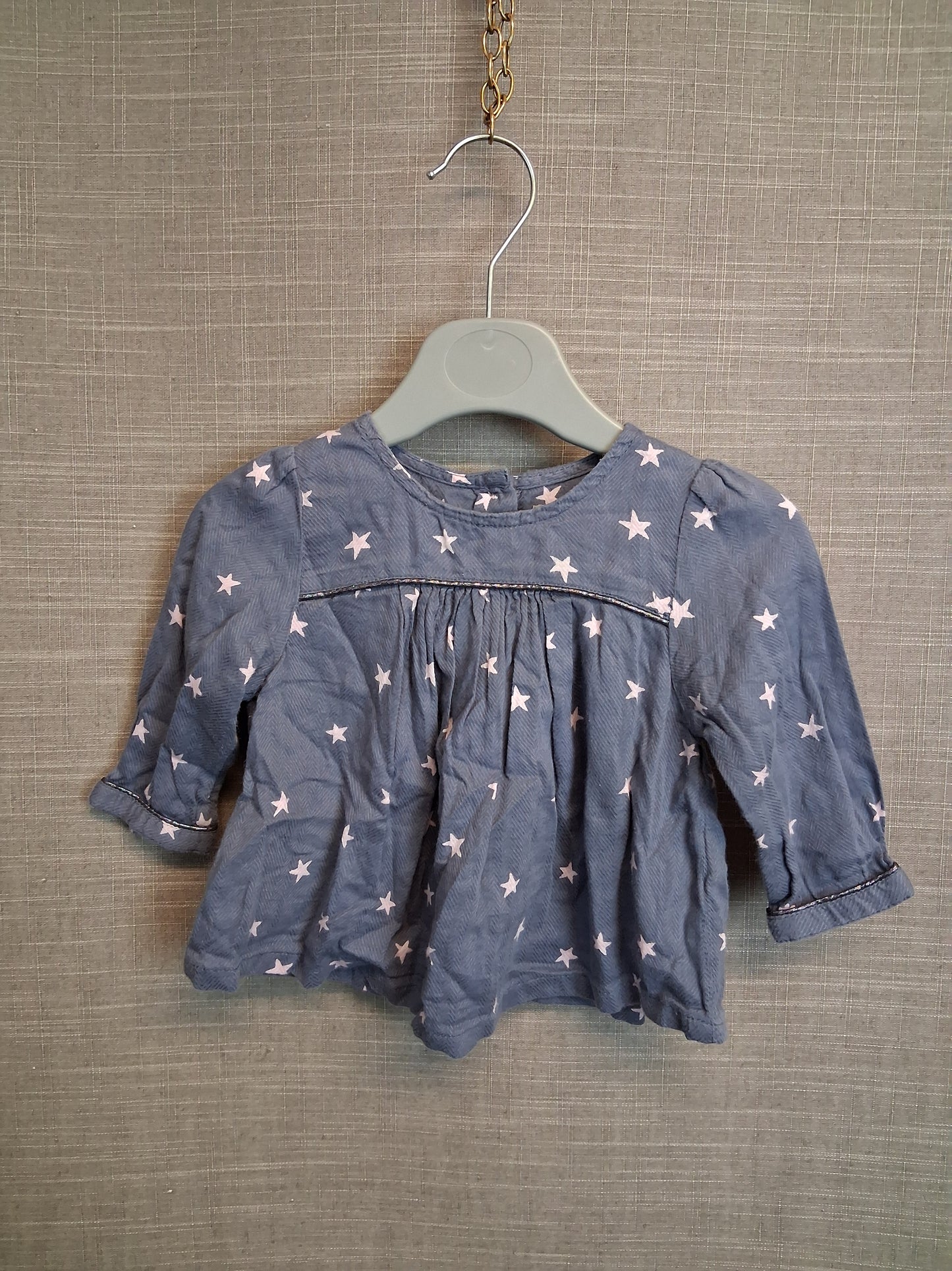Next Girls Blue Star Print Blouse Age 3-6 Months