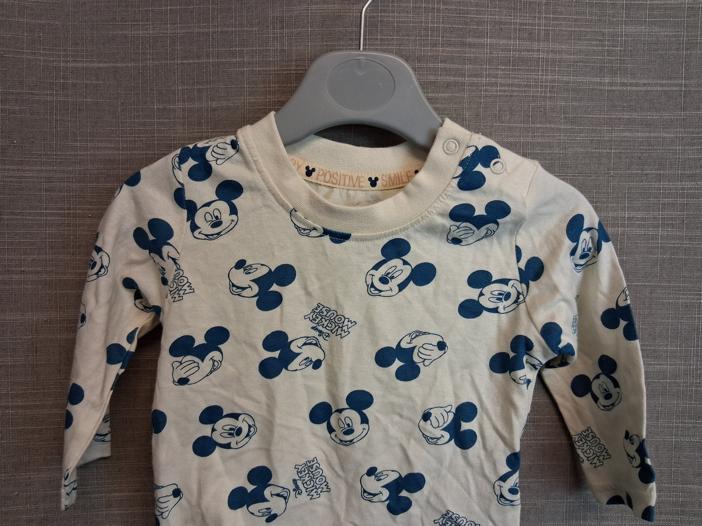 Primark Disney Mickey Mouse Long Sleeve T-Shirt Cream Age 6-9 Months