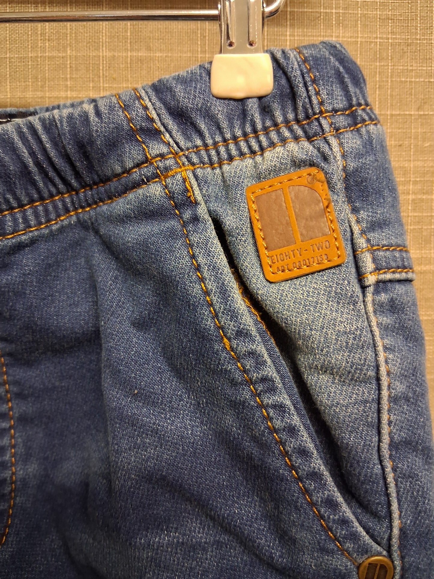 Next Boys Denim Jeans Blue Elastic Waist Tiger on Pocket Age 5-6 Years