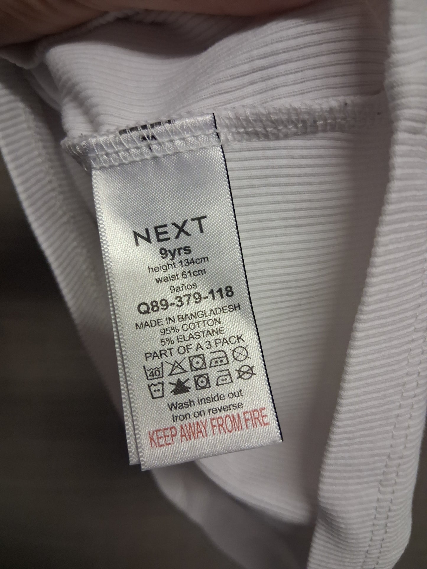 Next White Ribbed Vest Tank Top Age 9 Years