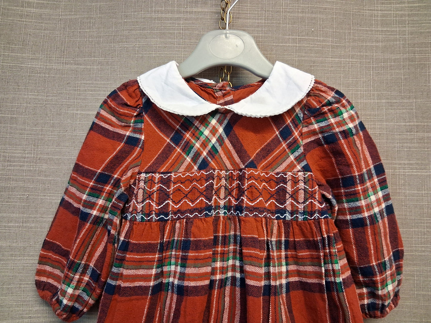 F&F Girls Red Tartan Dress Age 9-12 Months