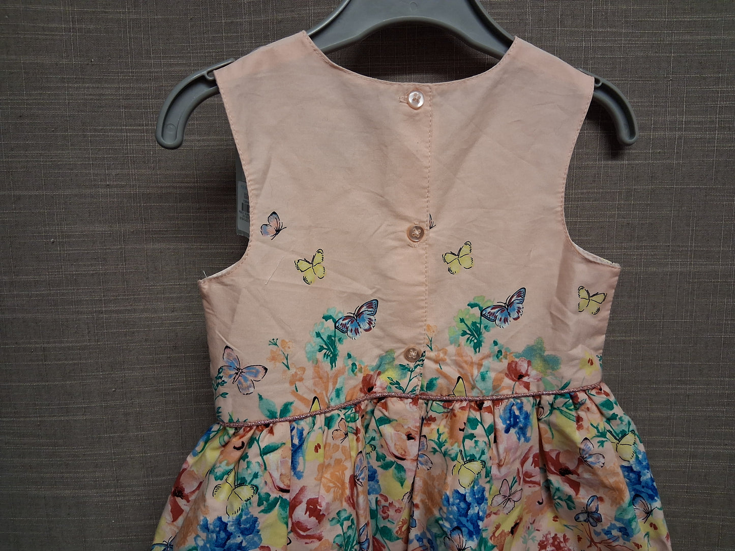 Primark Girls Peach Floral Sleeveless A Line Dress Party Age 18-24 Months New