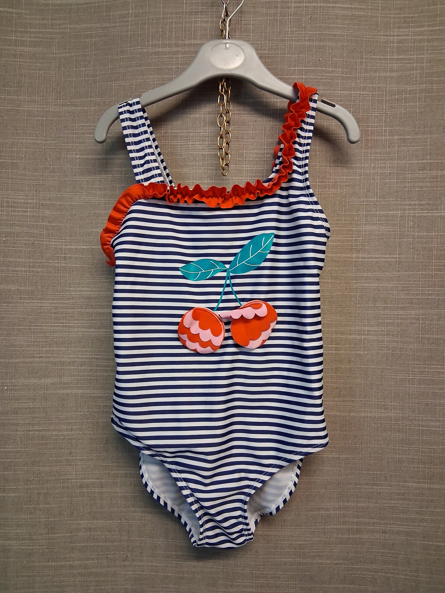 Primark Girls Blue White Stripe Swimsuit One Piece Age 6-7 Years