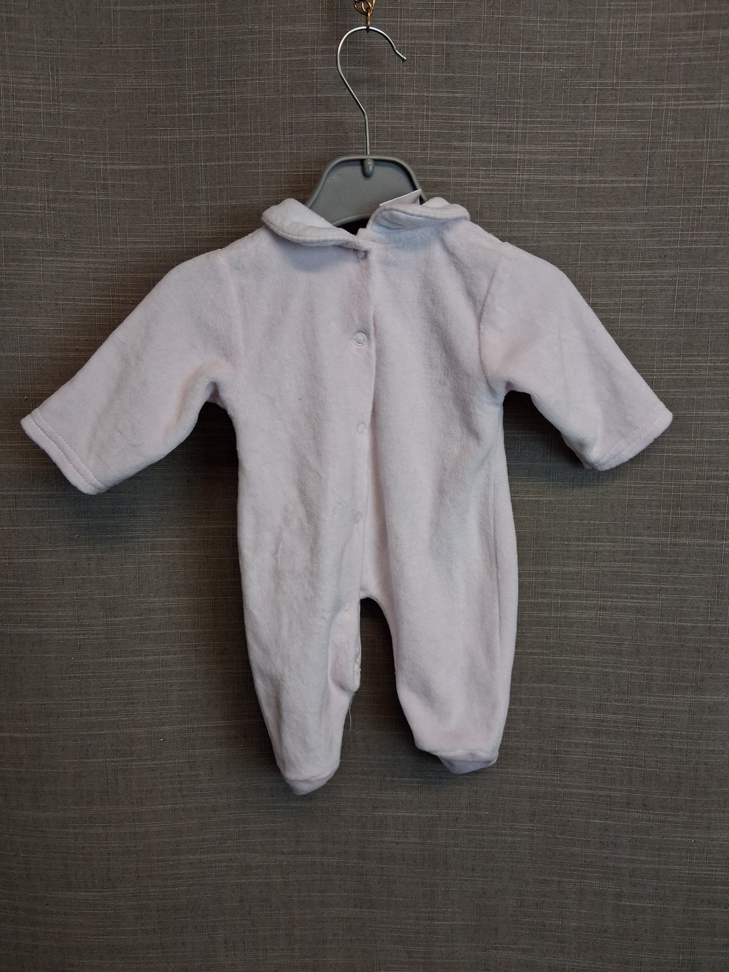 Just to Cute Girls Sleepsuit Romper Embroidered Bunnies Pale Pink Velour Age Newborn