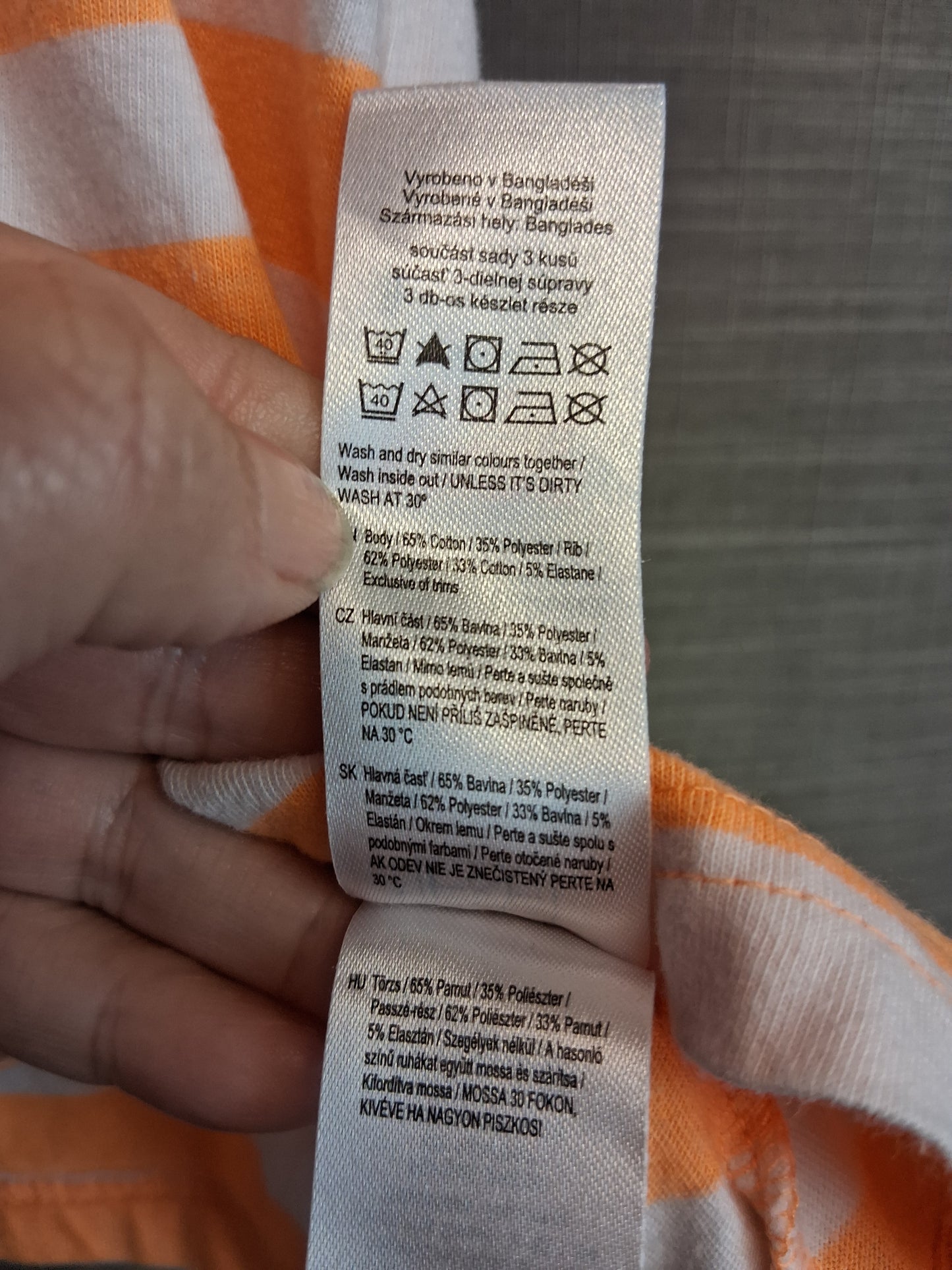 F&F Boys Orange White Striped T-Shirt Short Sleeve Age 4-5 Years