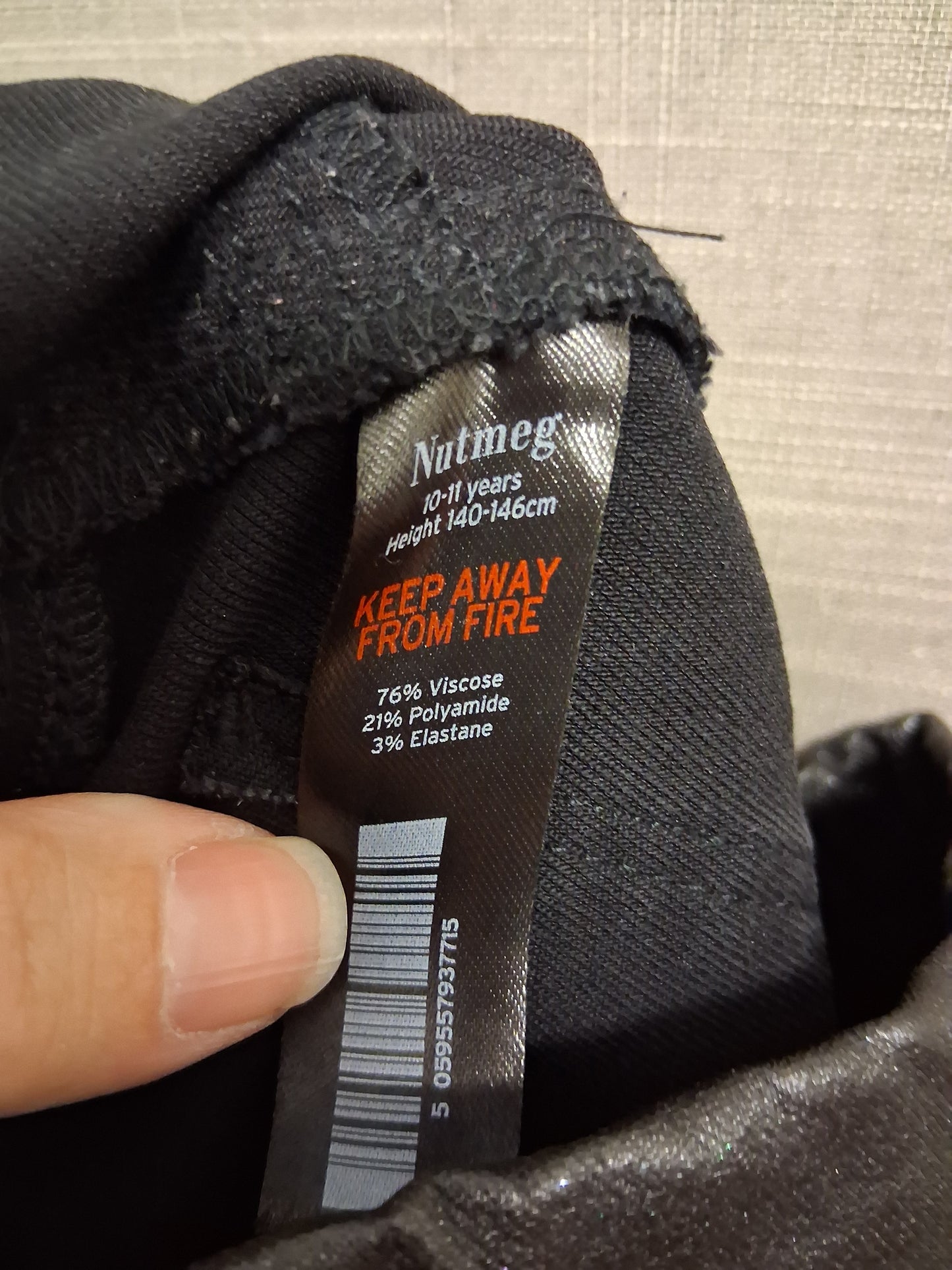 Nutmeg Girl Black Jeggings Glittery Age 10-11 years