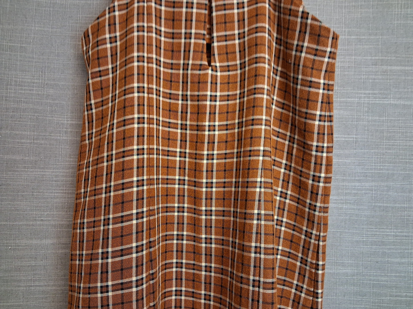 F&F Girls Orange Brown Check Pinafore Dress Age 11-12 Years