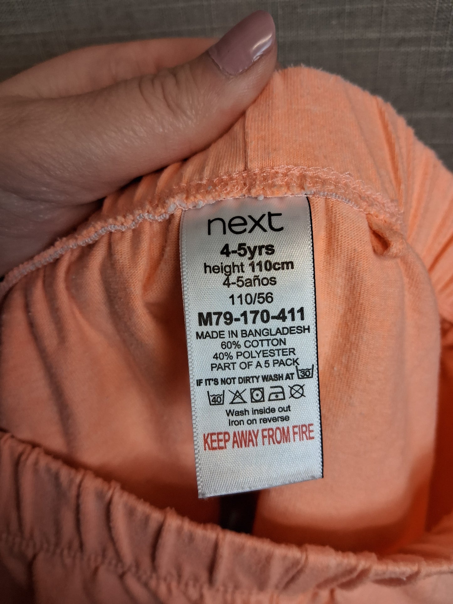 Next Girls 2 Pairs Jersey Shorts Age 4-5 Years Neon Orange & Green