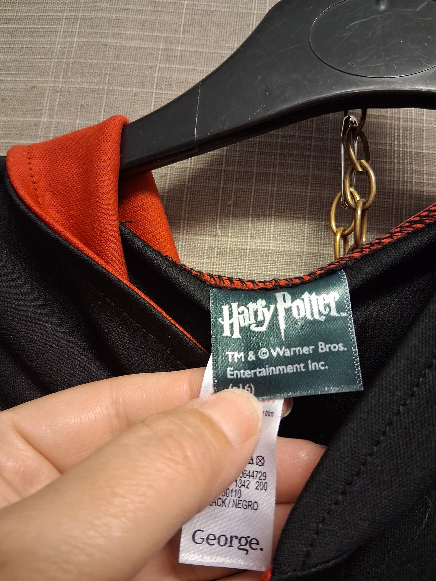 George Harry Potter Gryffindor Cape Age 9-10 Years Black