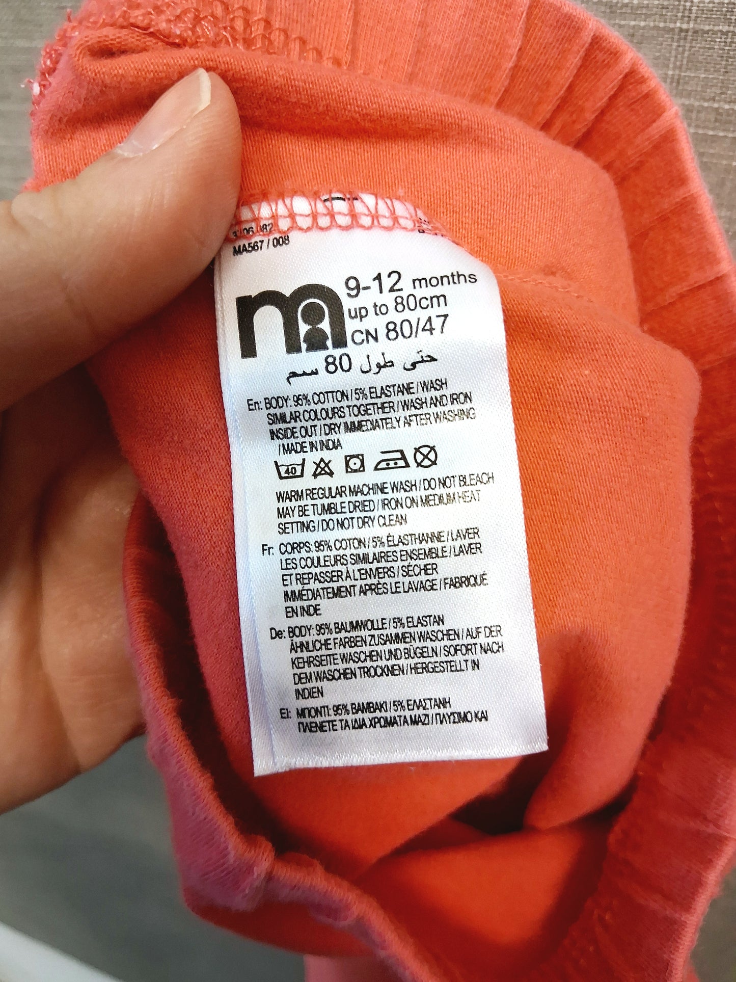 Mothercare Girls Pink Leggings Age 9-12 Months