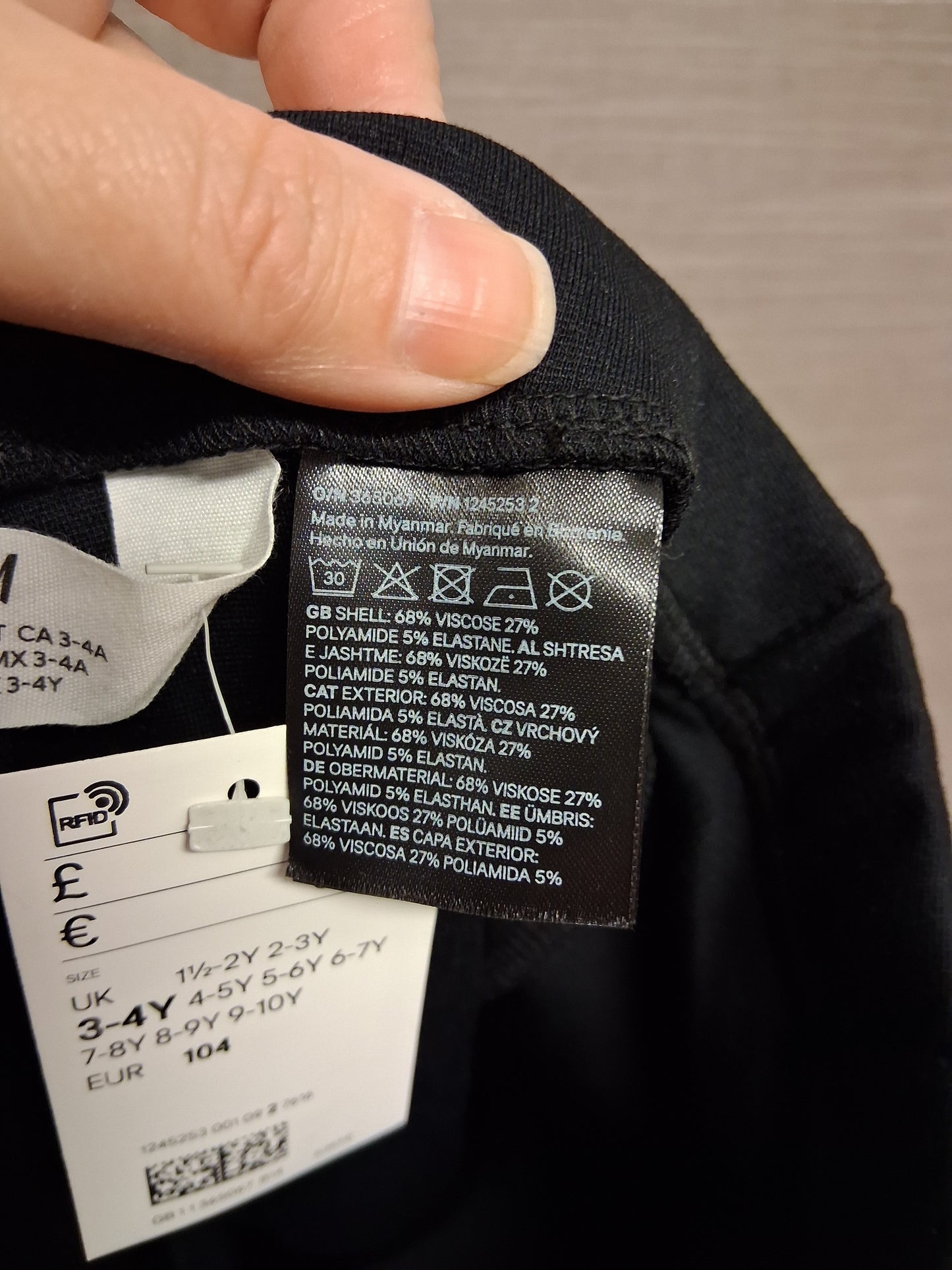 H&M Girls Black Jersey Leggings Age 3-4 Years New