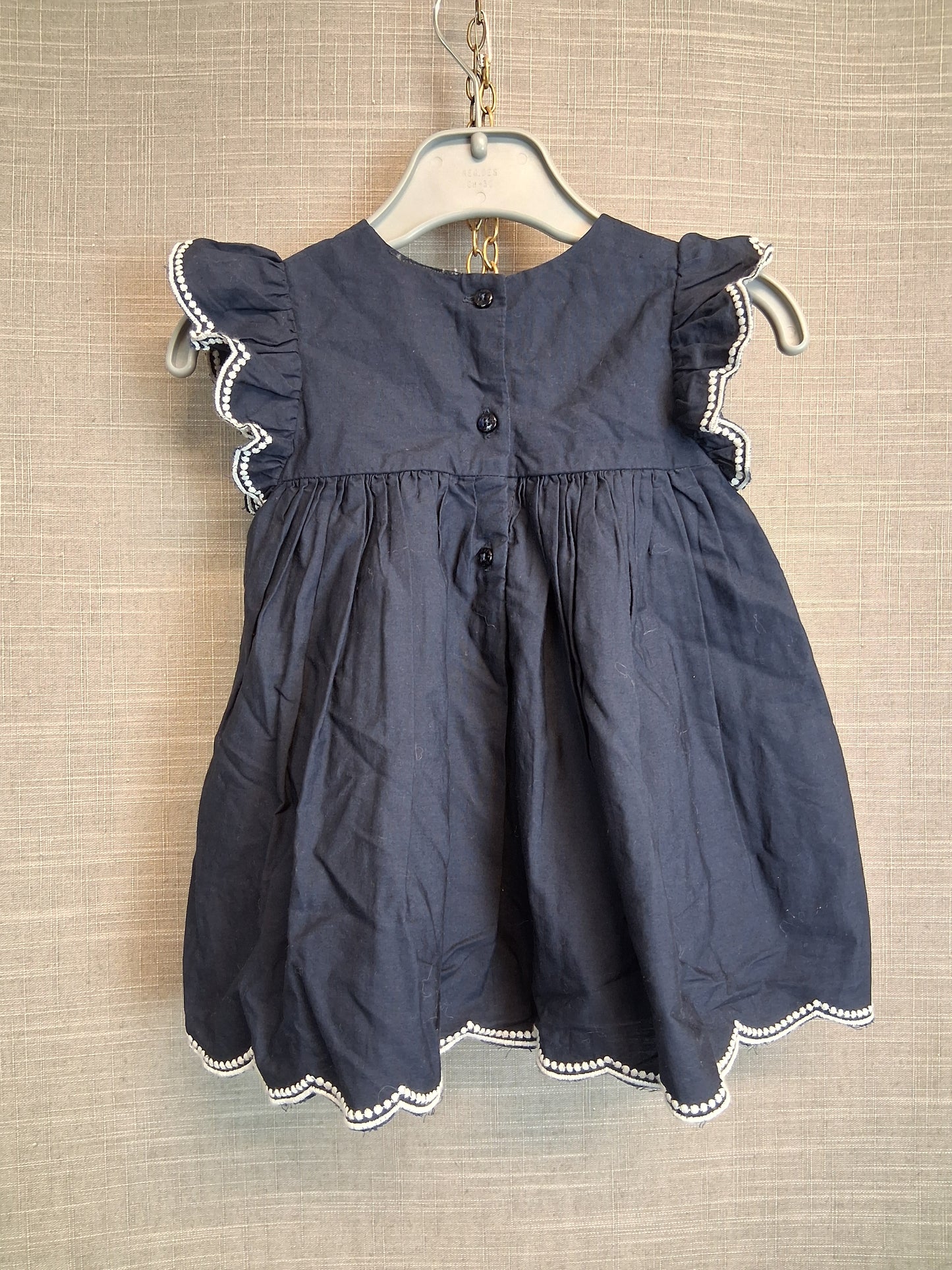 Next Girls Navy Embroidered Dress Age 3-6 Months New