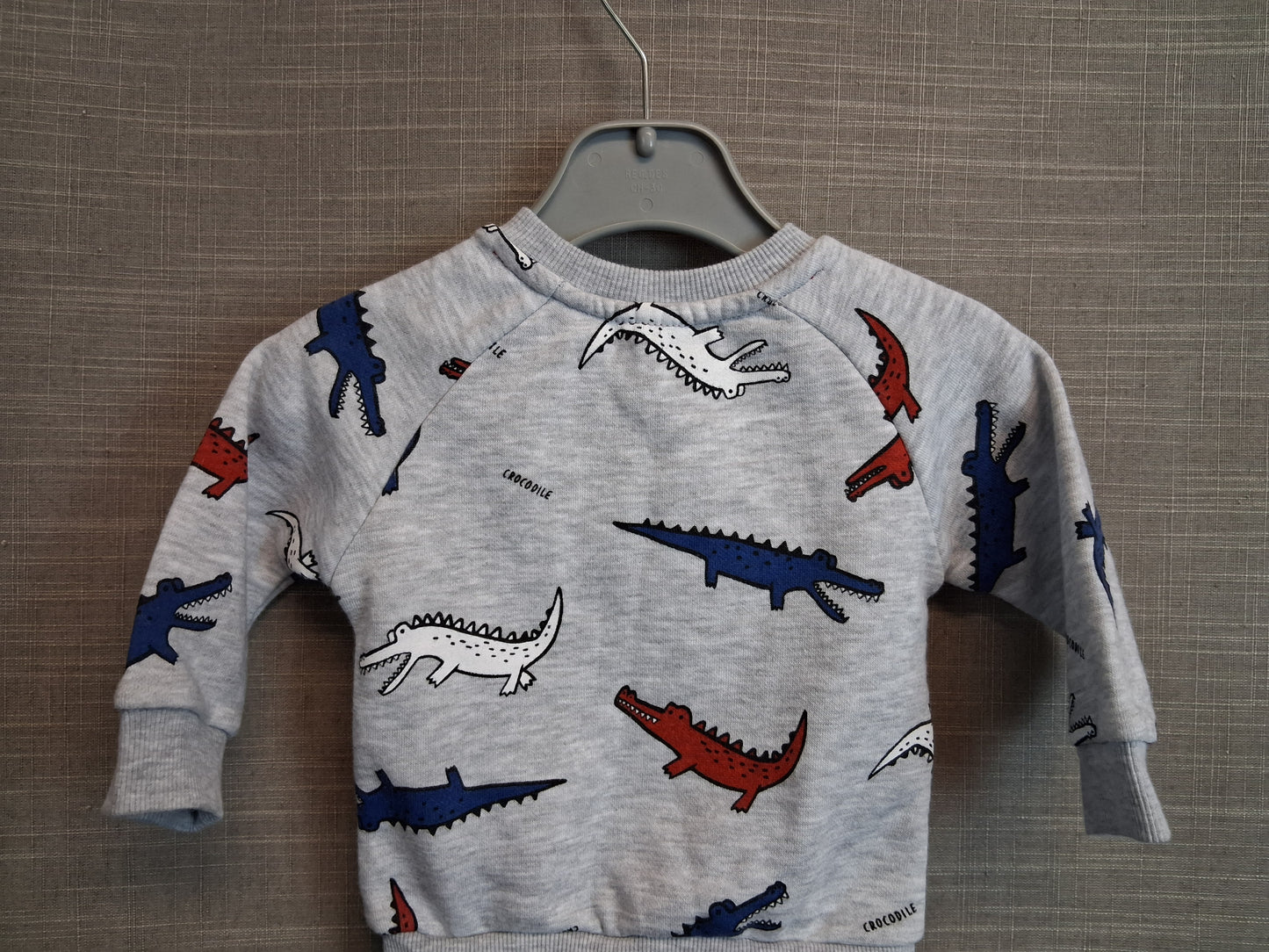 Boys Crocodile Theme Sweater Grey Age 3-6 Months