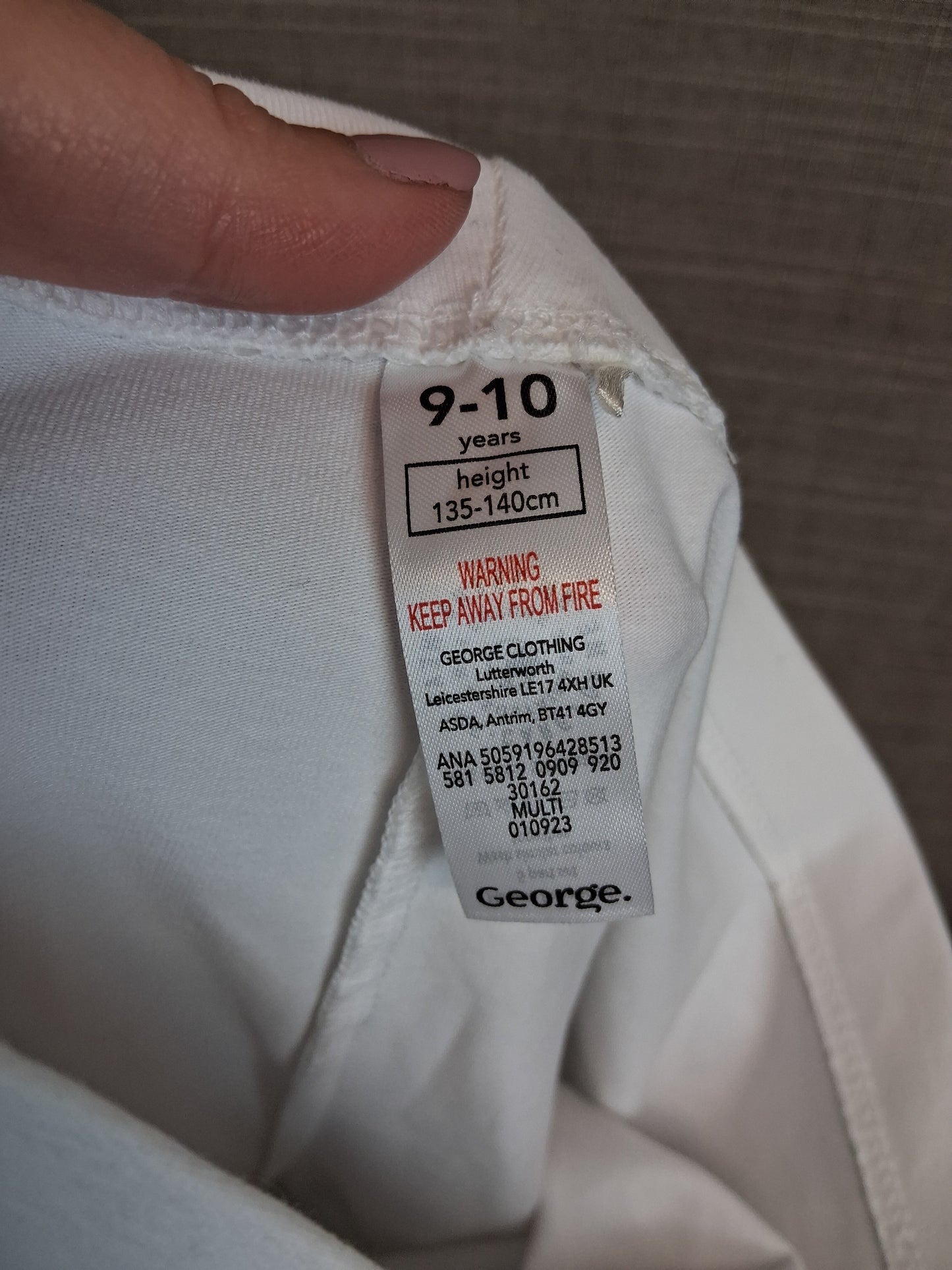 George Girls White Jersey Leggings Age 9-10 Years