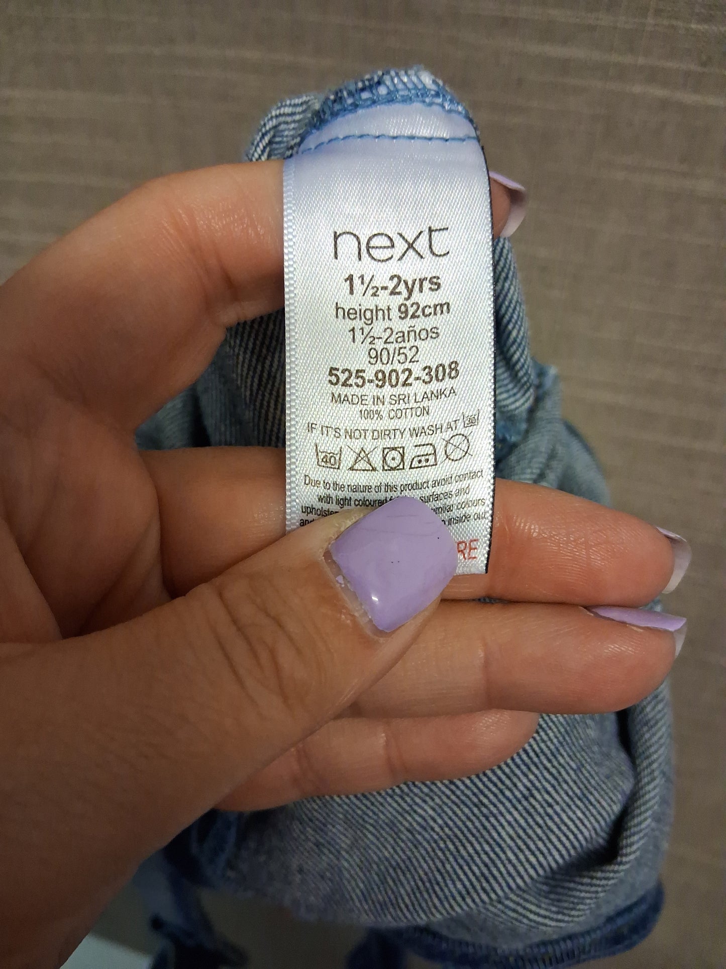 Next Girls Denim Dungarees Blue Age 18-24 Months