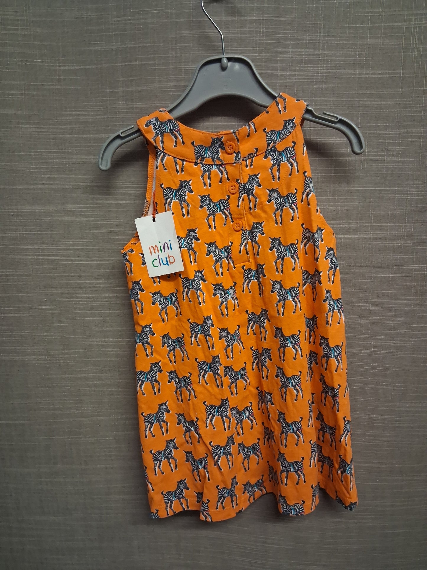 Mini Club Girls Orange Zebra Print A Line Dress Sleeveless Age 2-3 Years New