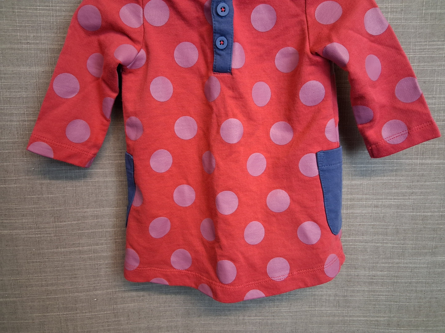 Mamas and Papas Girls Pink Spotty Jersey Dress Age 3-6 Months