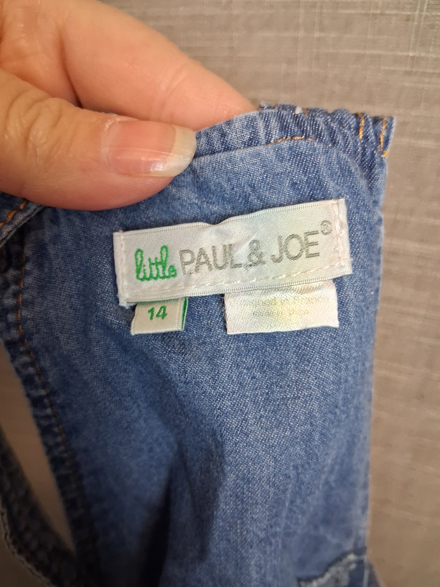 Little Paul & Joe Denim Dungaree Shorts Age 14 Years Small Fit