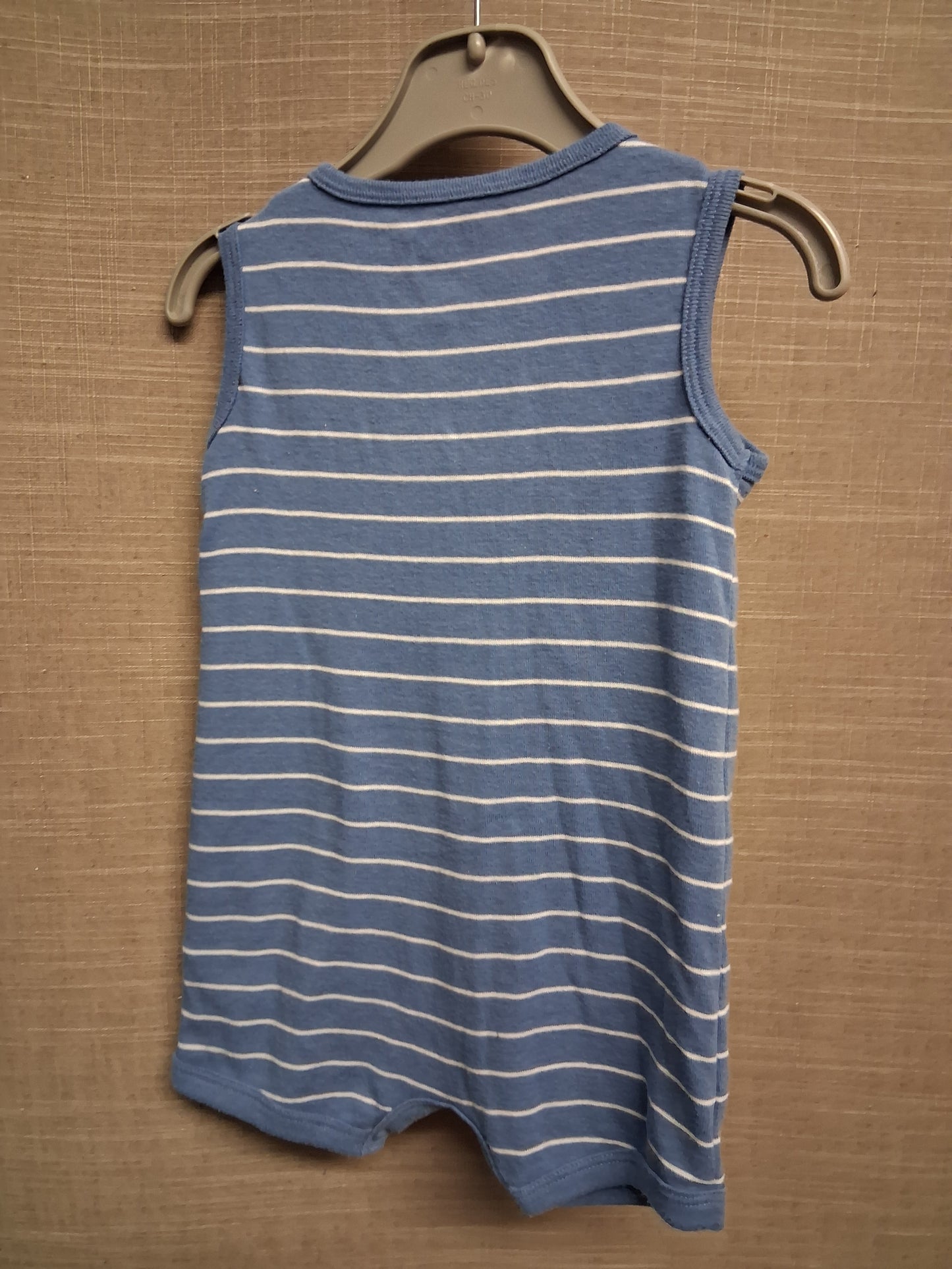 Carter's Boys Blue Striped Sleeveless Romper Age 12 Months 100% Cotton