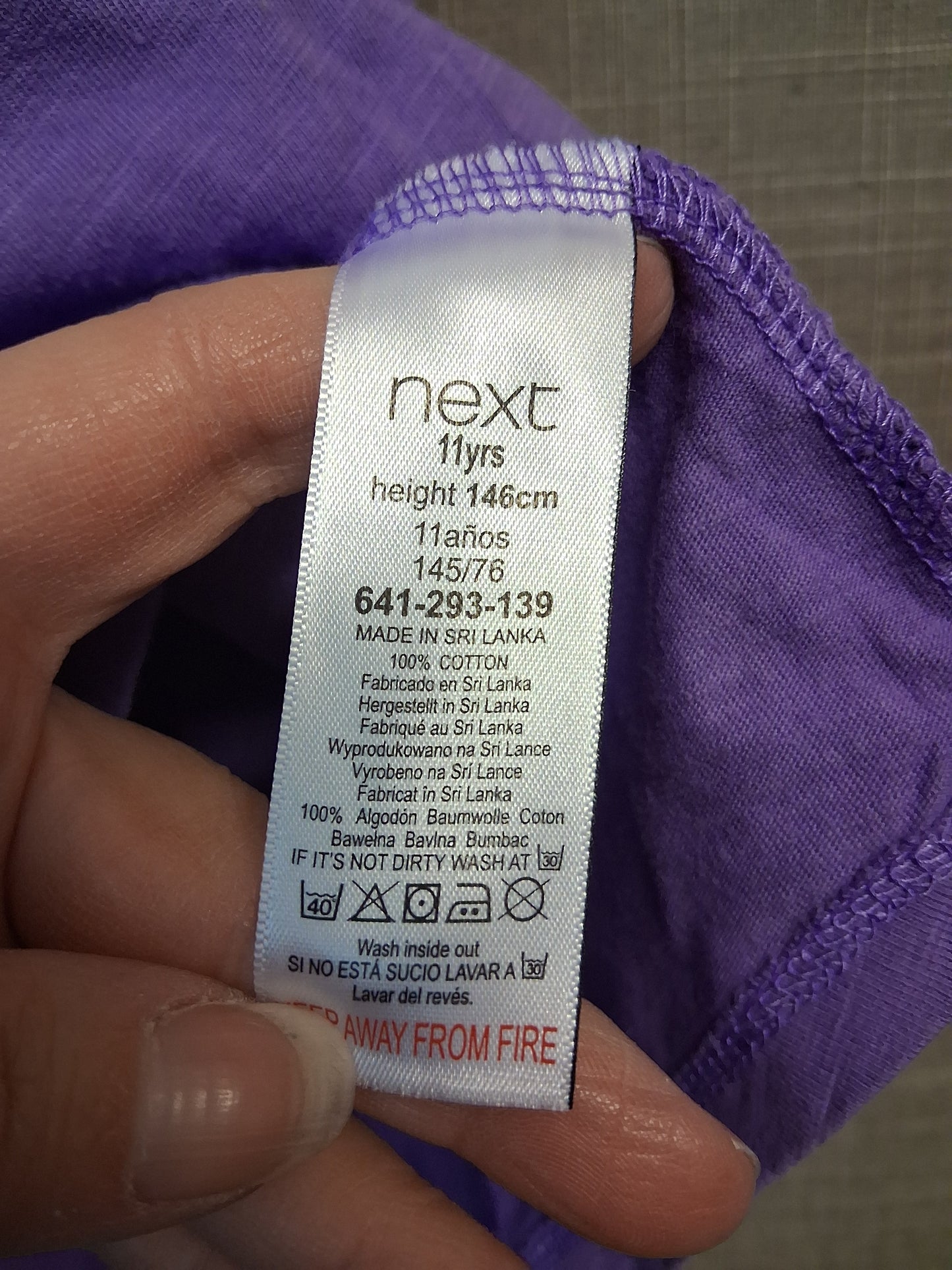 Next Girls Purple Short Sleeve T-Shirt Floral Trim Age 11 Years