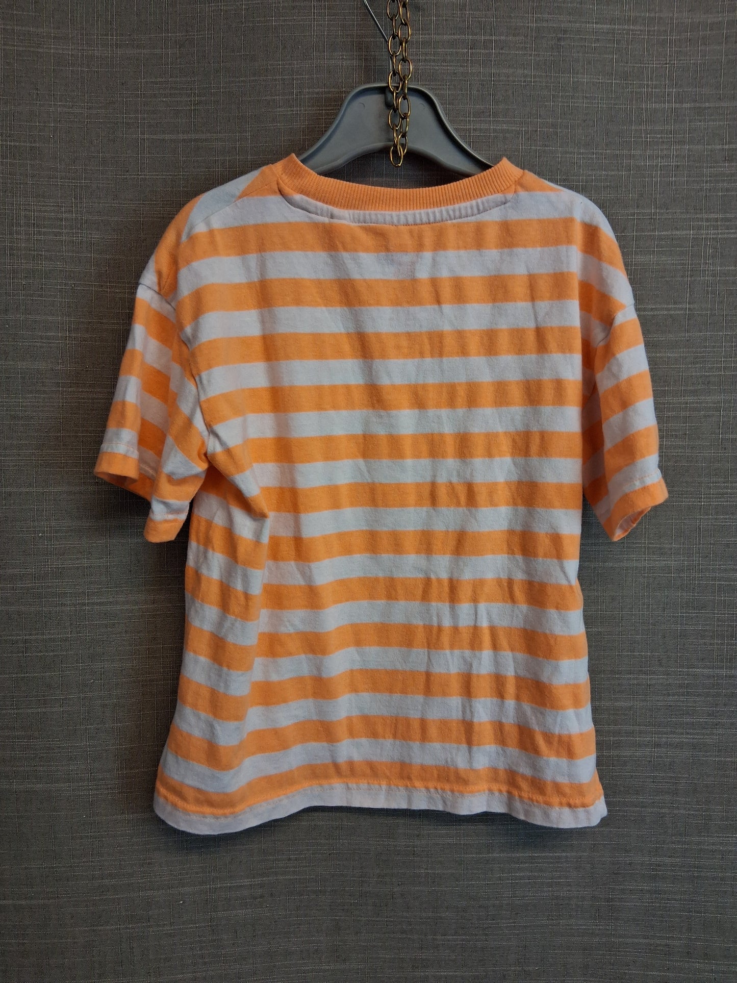 F&F Boys Orange White Striped T-Shirt Short Sleeve Age 4-5 Years