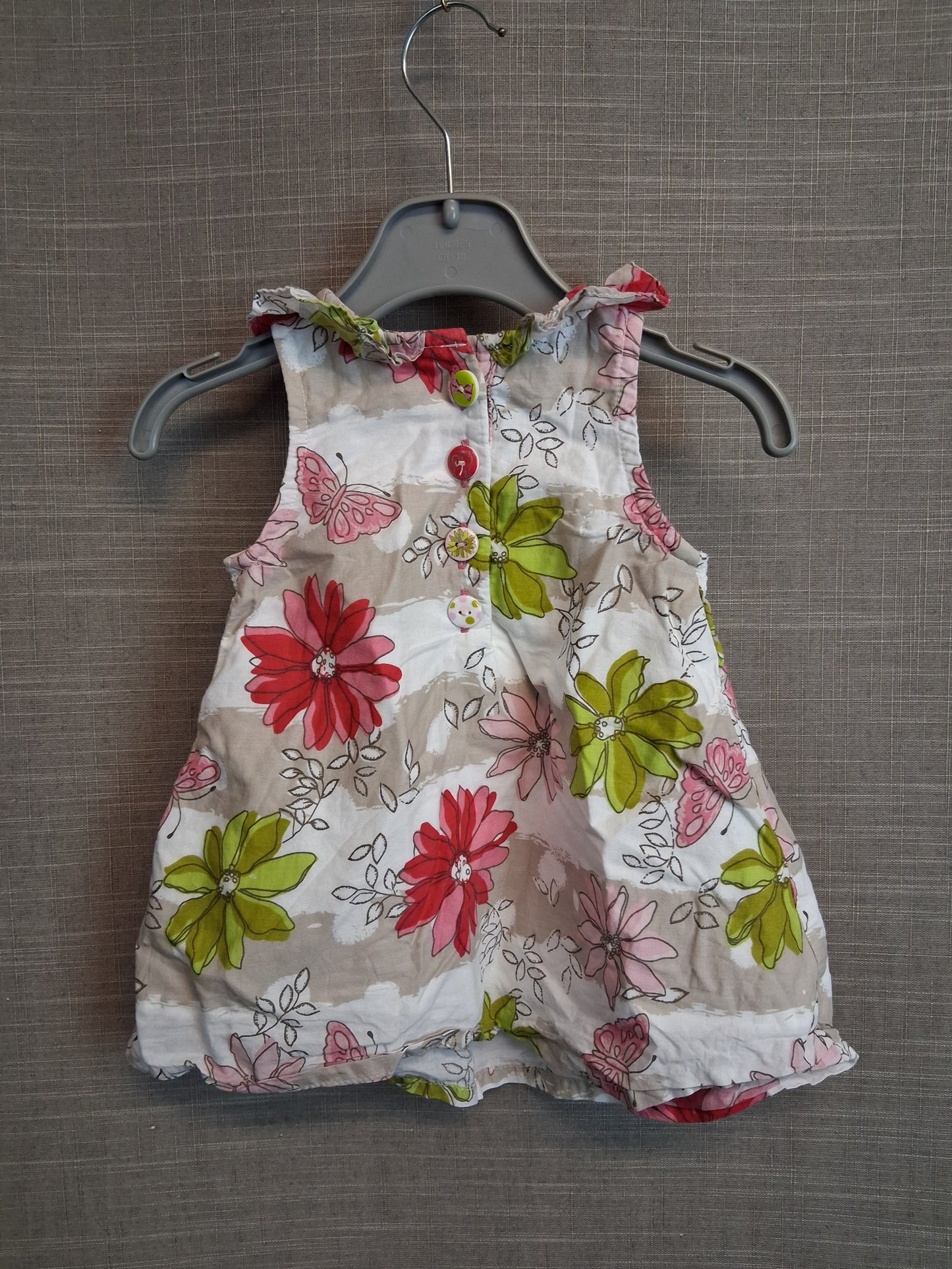 Next Girls Floral Multicolour Party Dress Sleeveless Button Back Age 0-3 Months